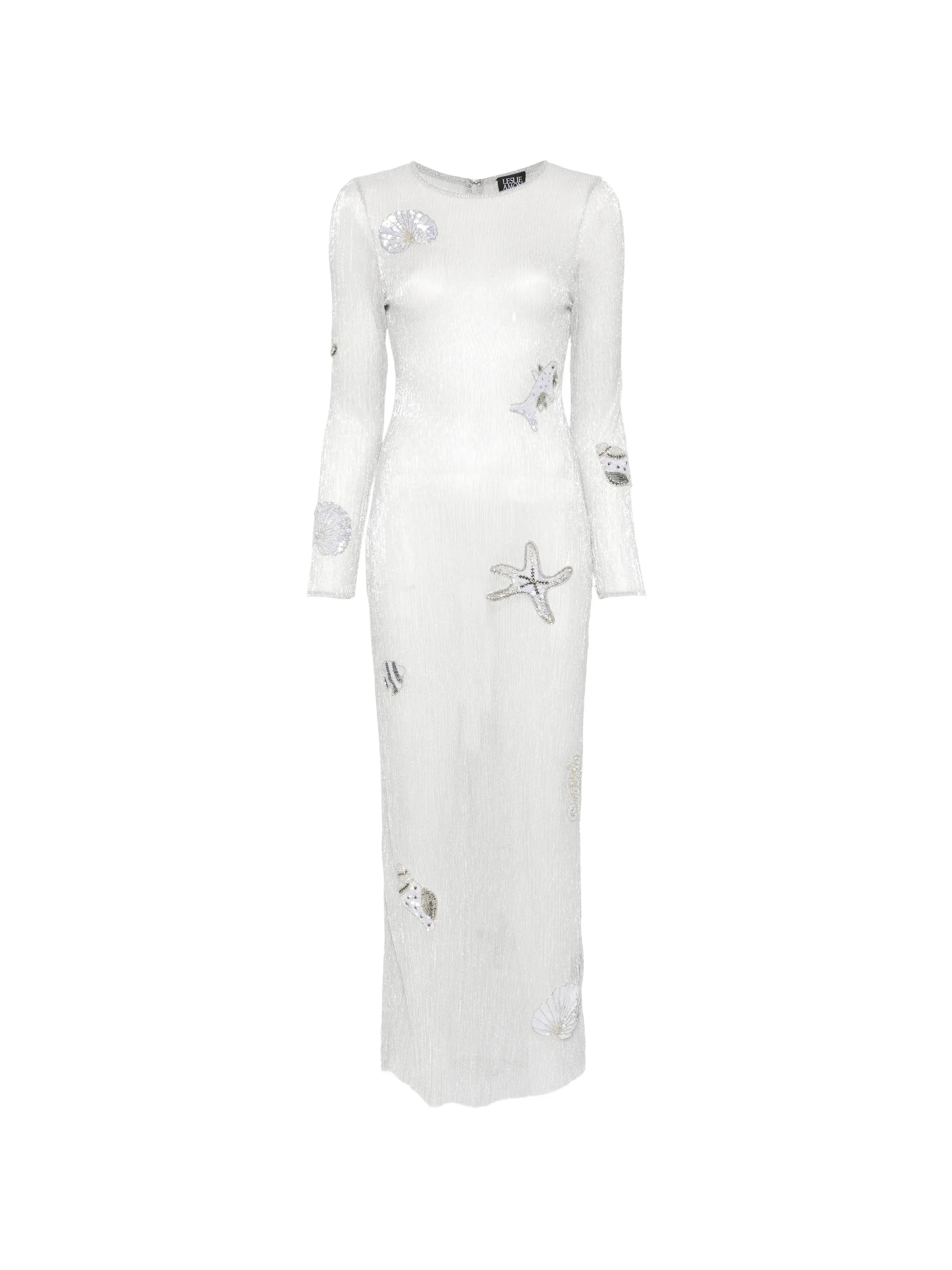 Sea shell-patch maxi dress