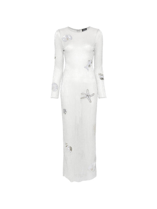 Sea shell-patch maxi dress