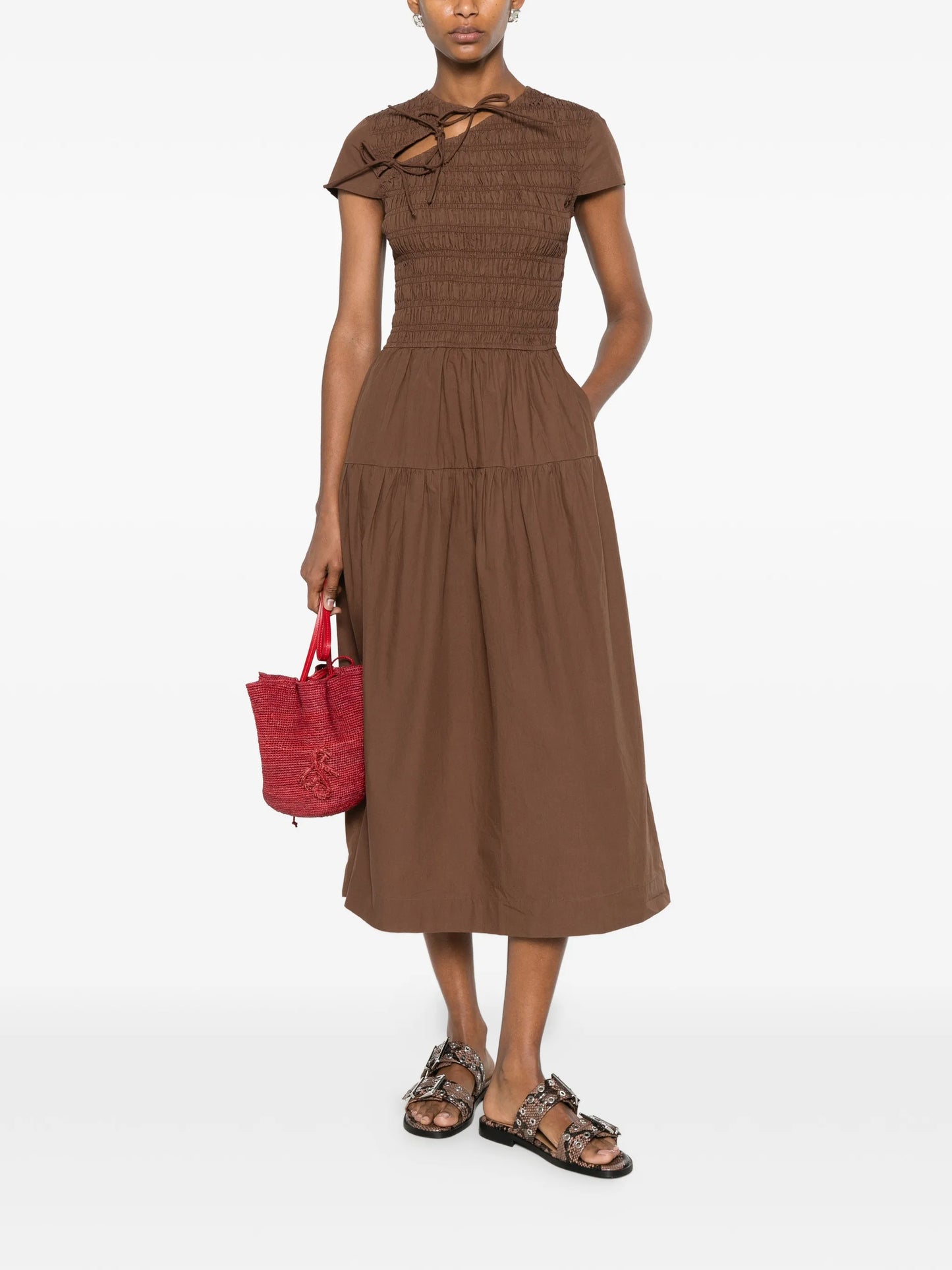 Ebba shirred midi dress