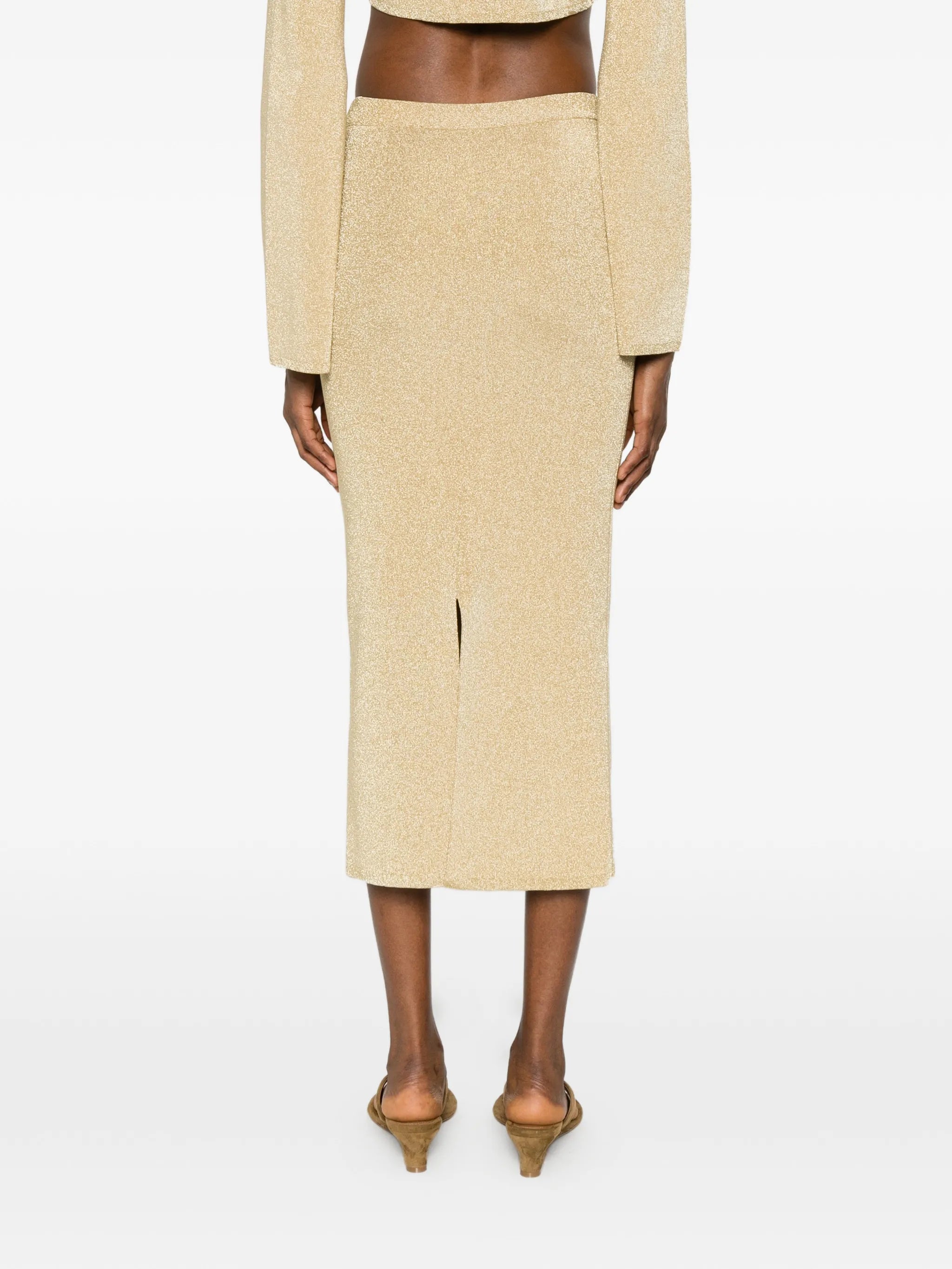 straight-hem midi skirt