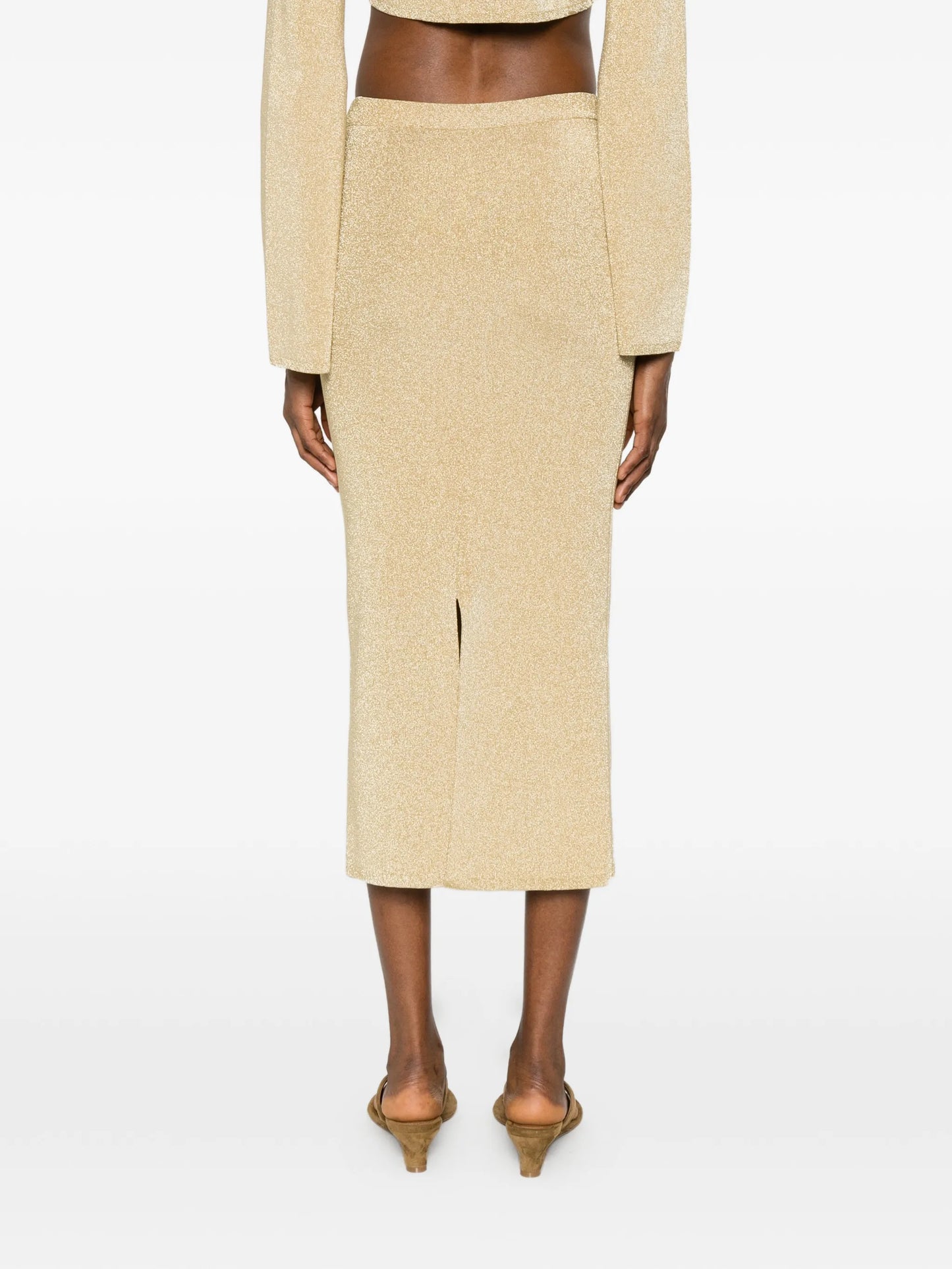 straight-hem midi skirt