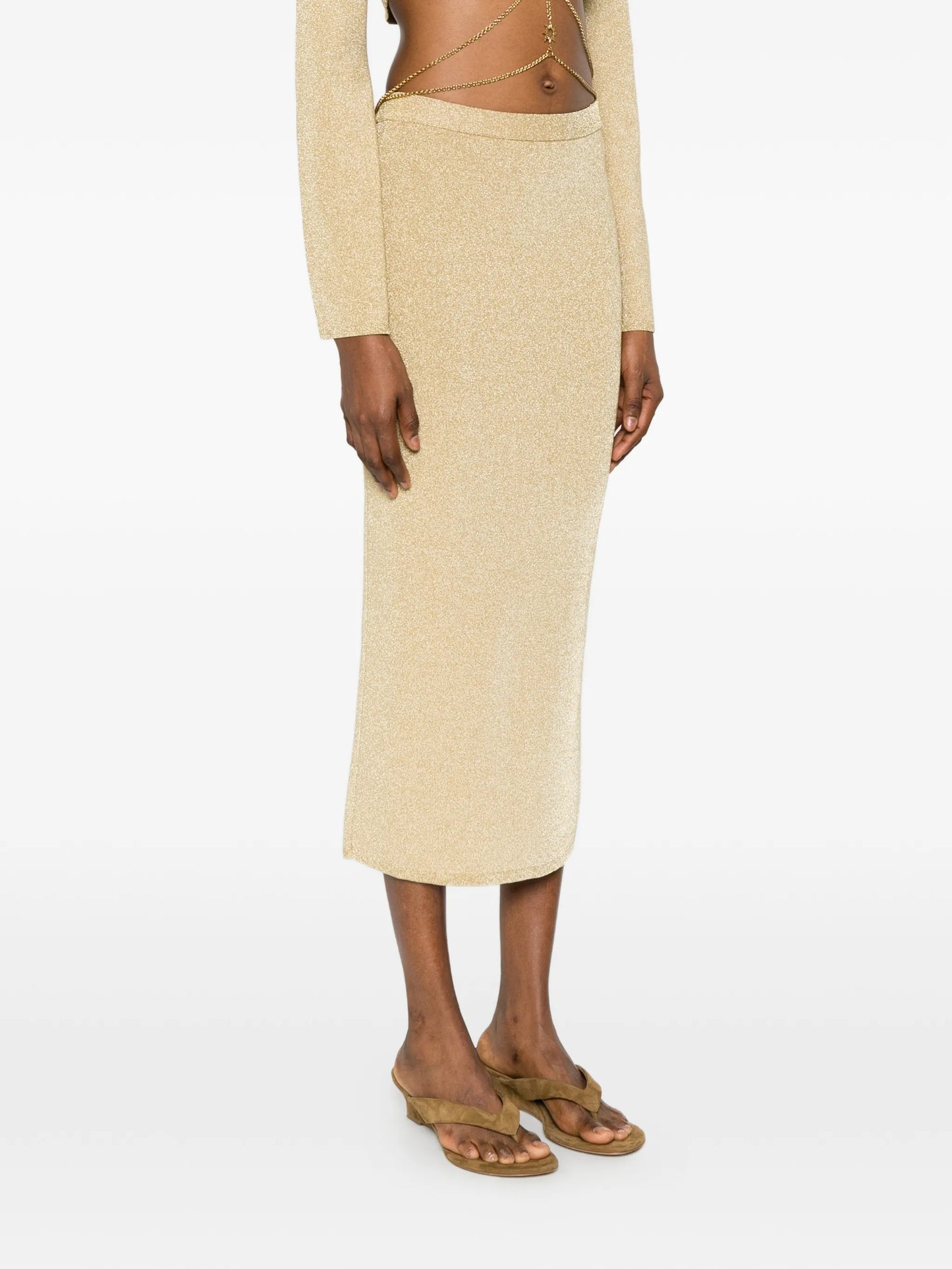 straight-hem midi skirt
