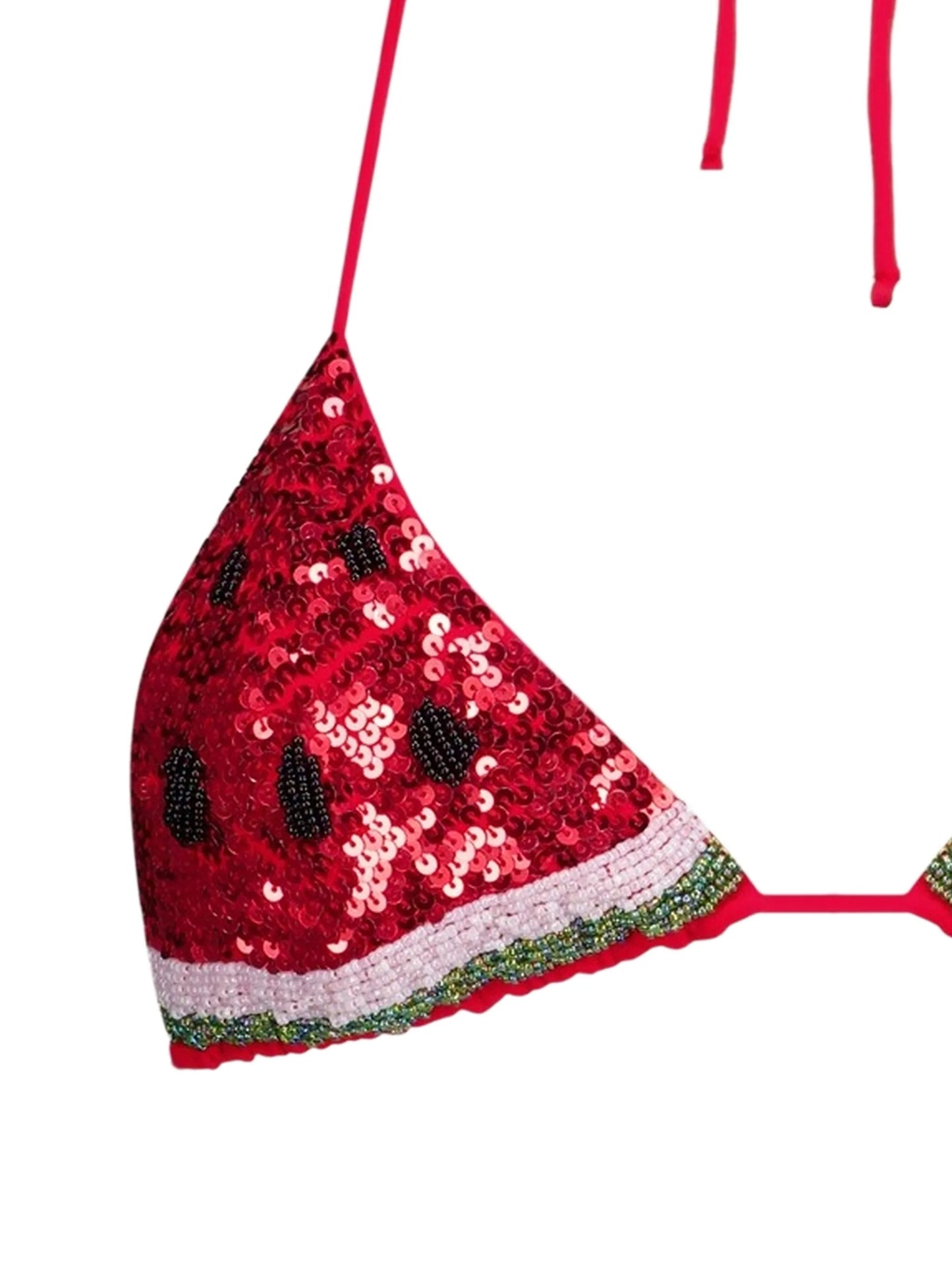 watermelon sequin-embellished bikini top