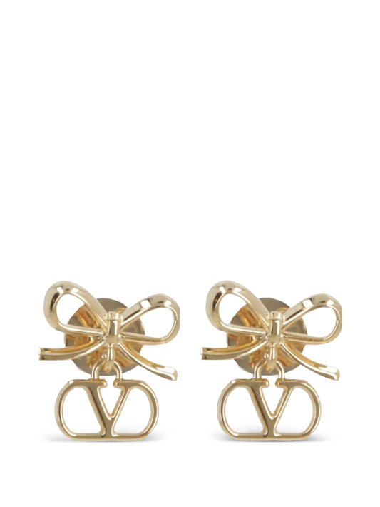V-logo bow earrings