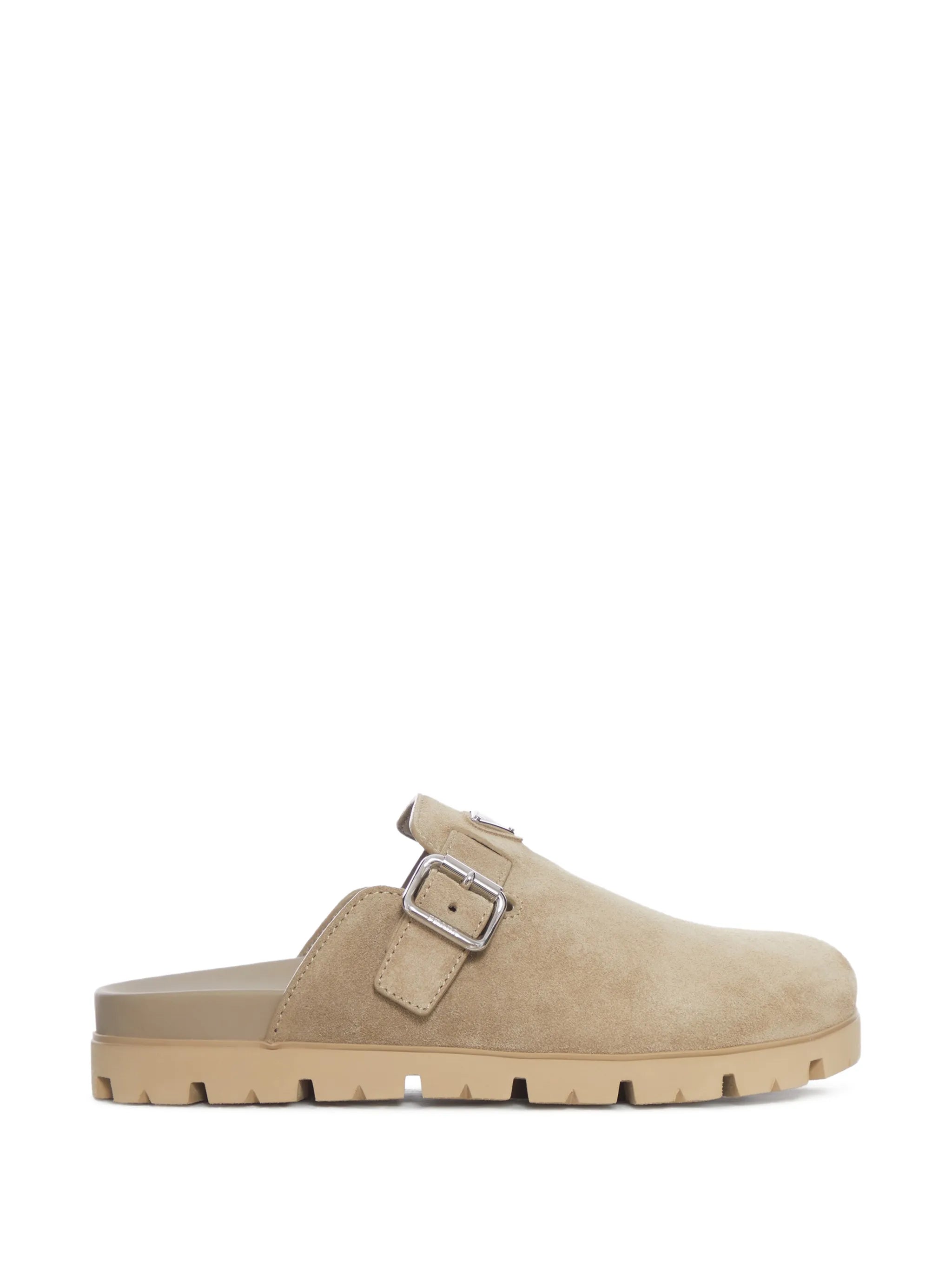 logo buckle suede mules