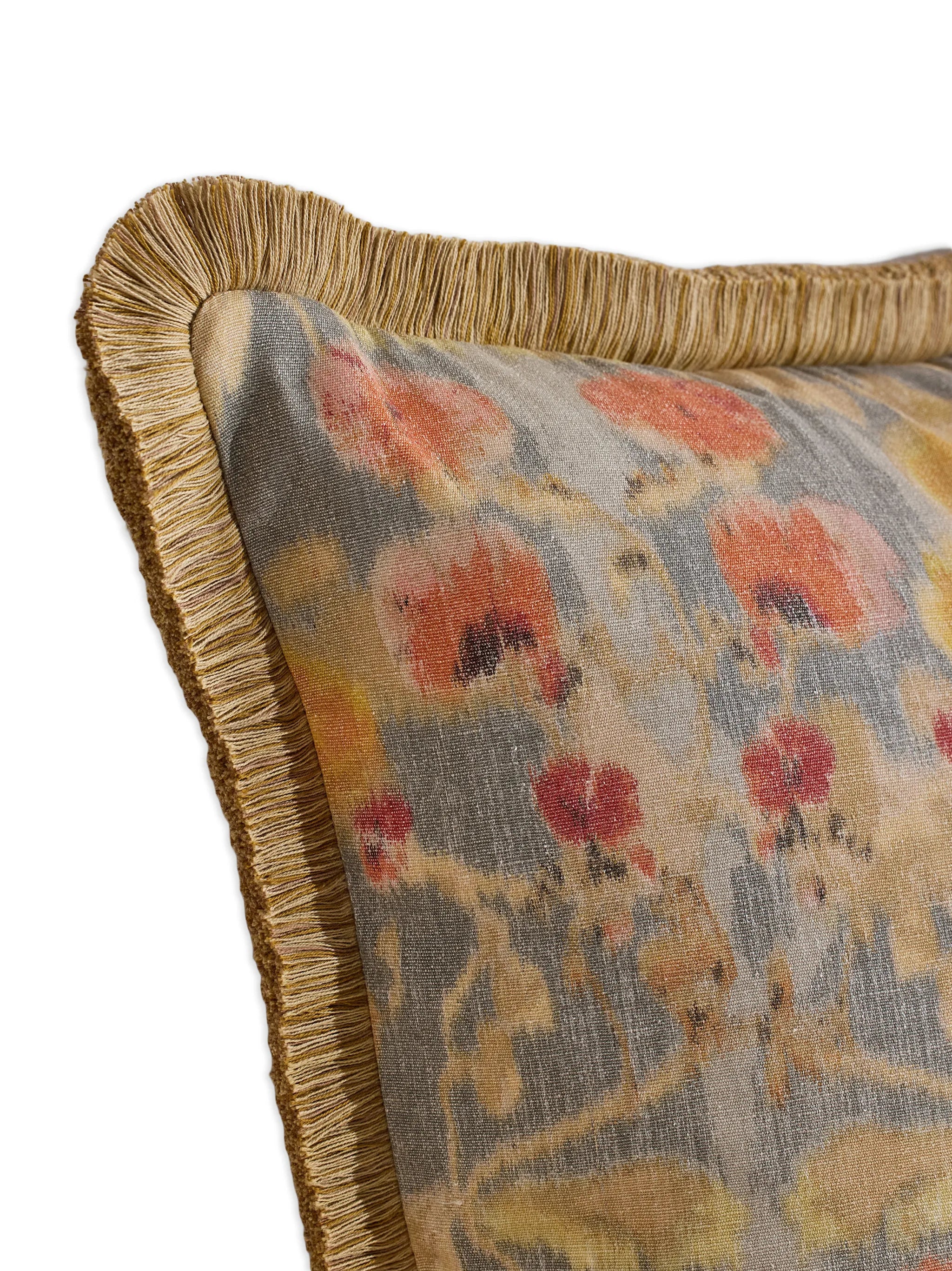 Halsey floral fringed cushion