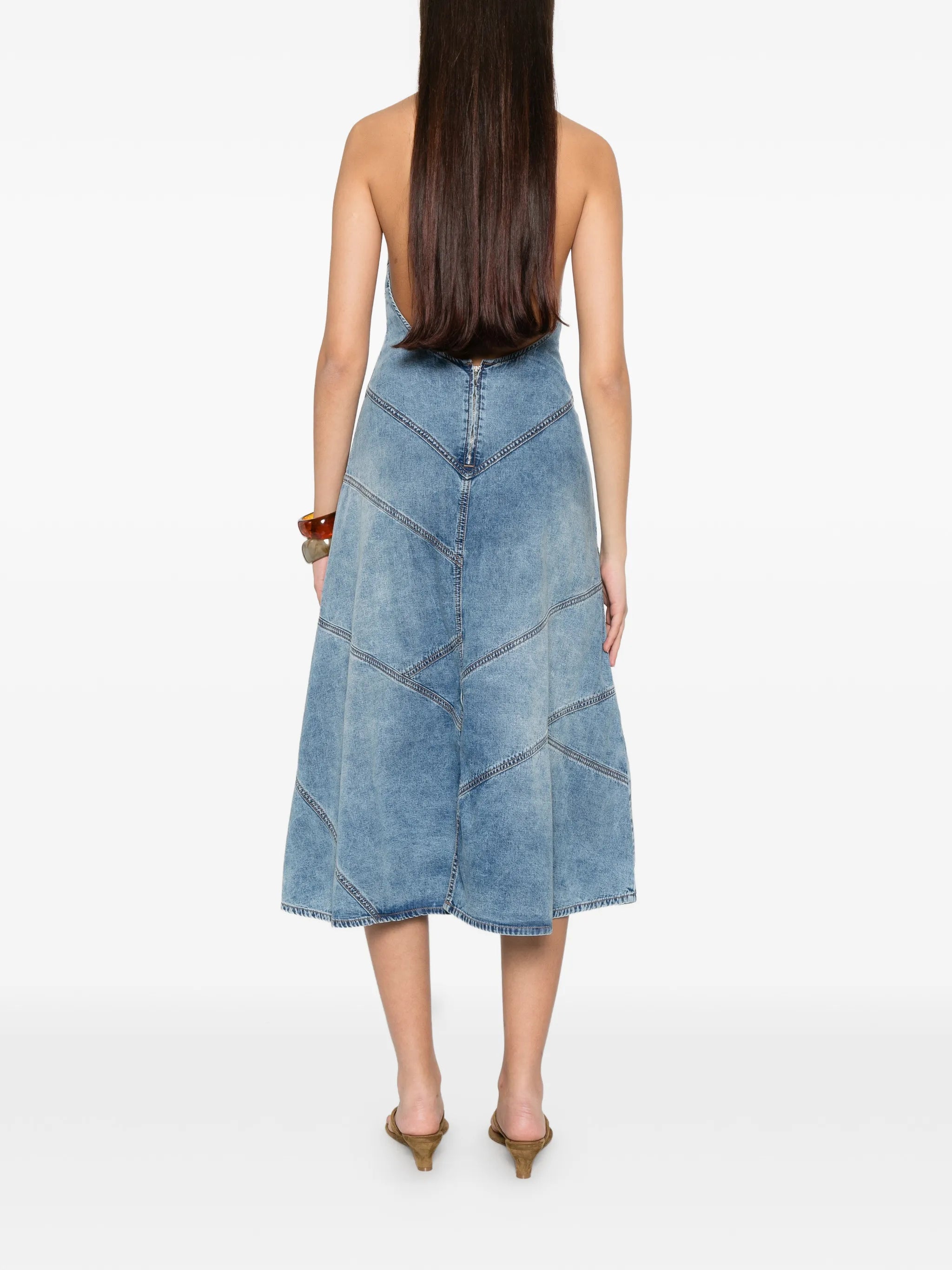 Delphi pieced halter midi dress
