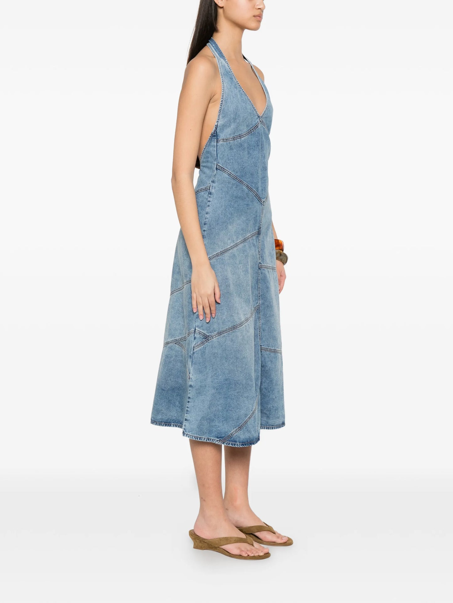 Delphi pieced halter midi dress