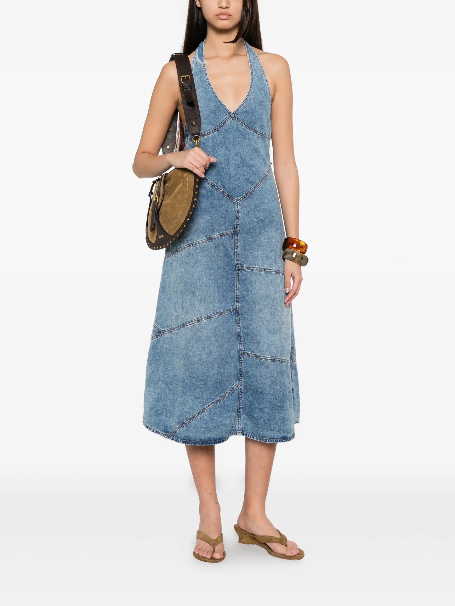 Delphi pieced halter midi dress
