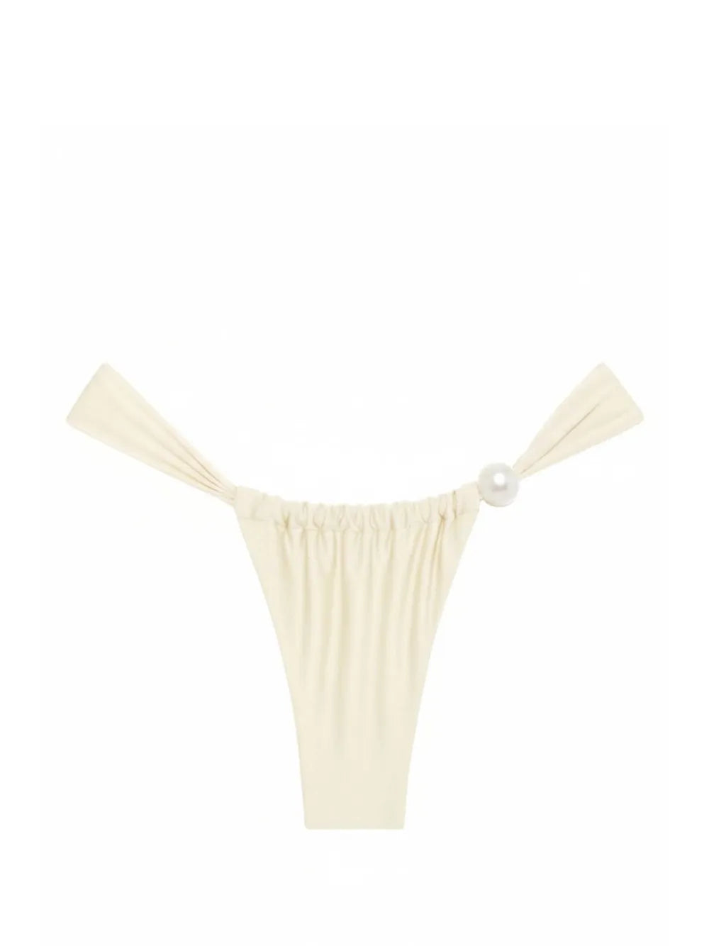 pearl-embellished gathered bikini bottoms
