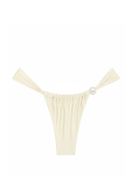 Sandra pearl-embellished gathered bikini bottoms
