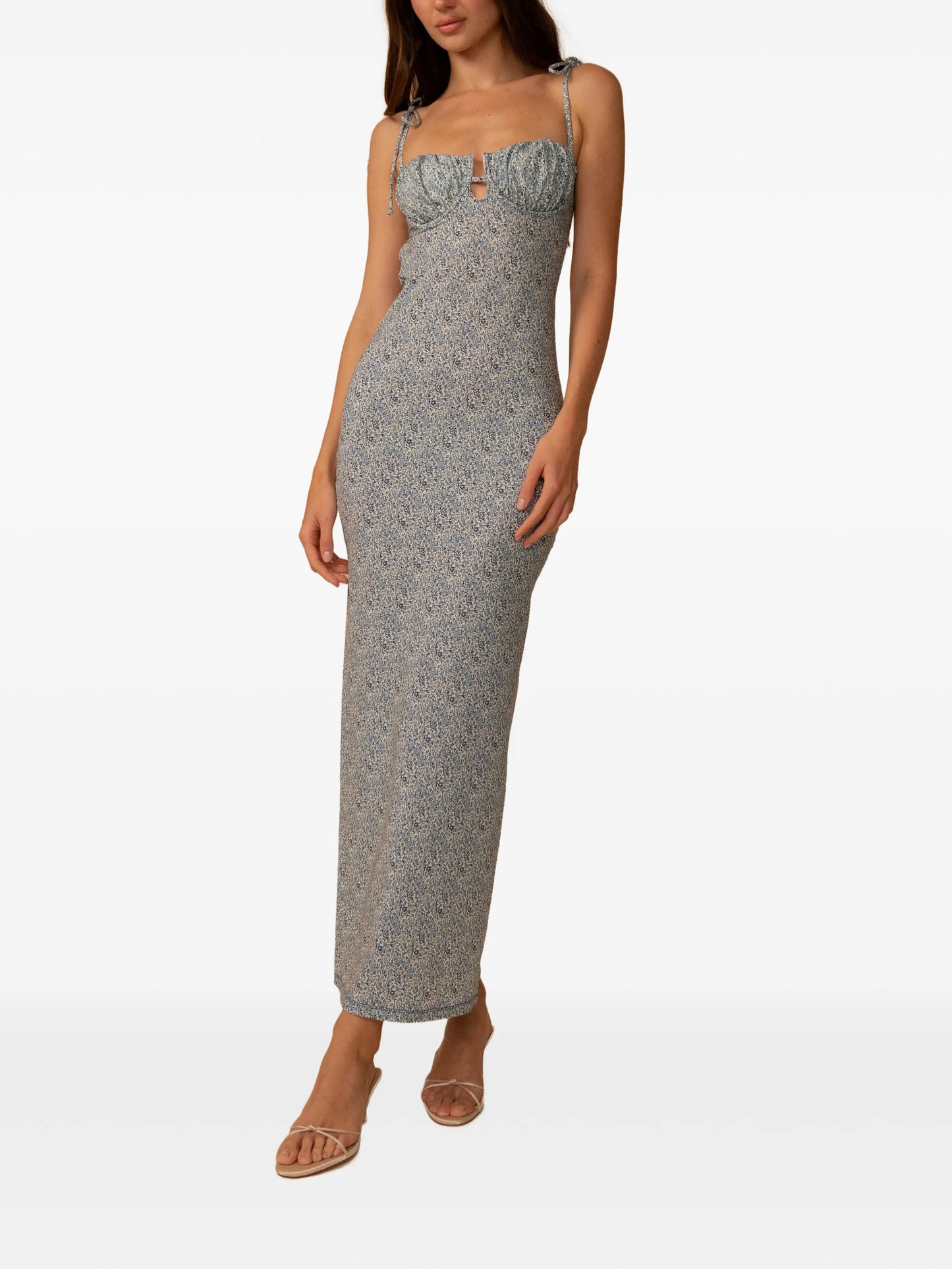 floral-print petal maxi dress