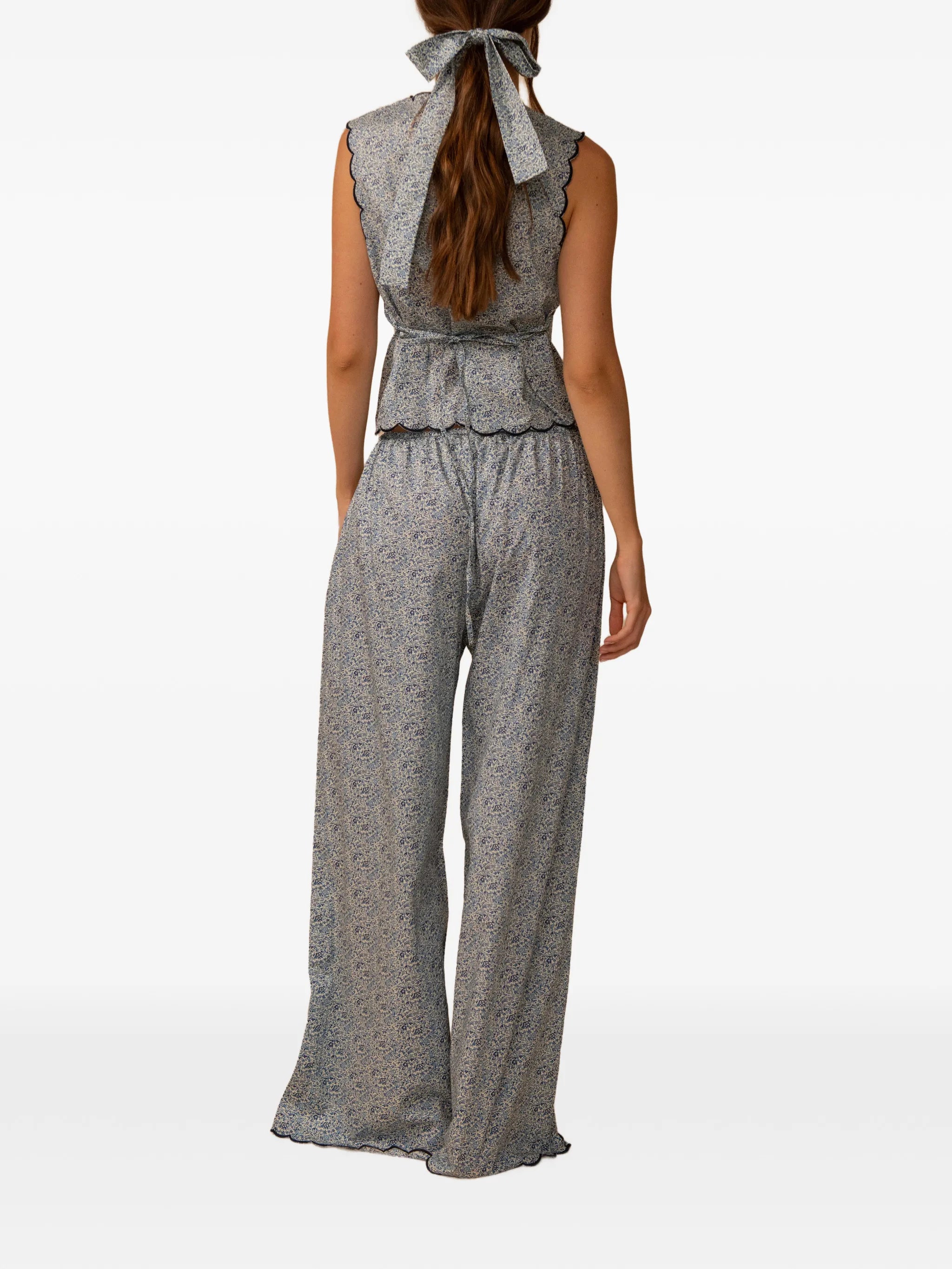 floral-print scalloped trousers