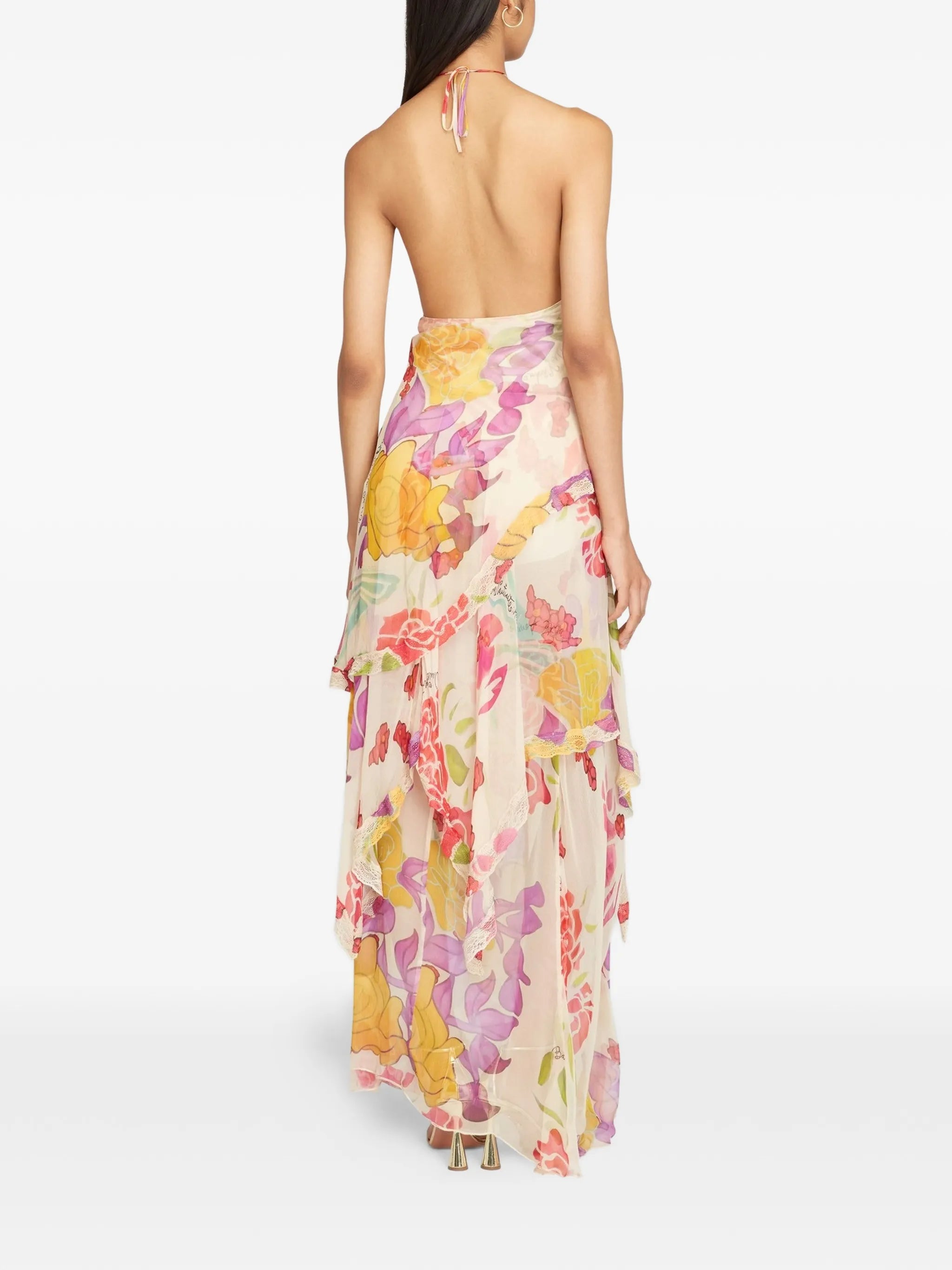 Flores halter-neck maxi dress