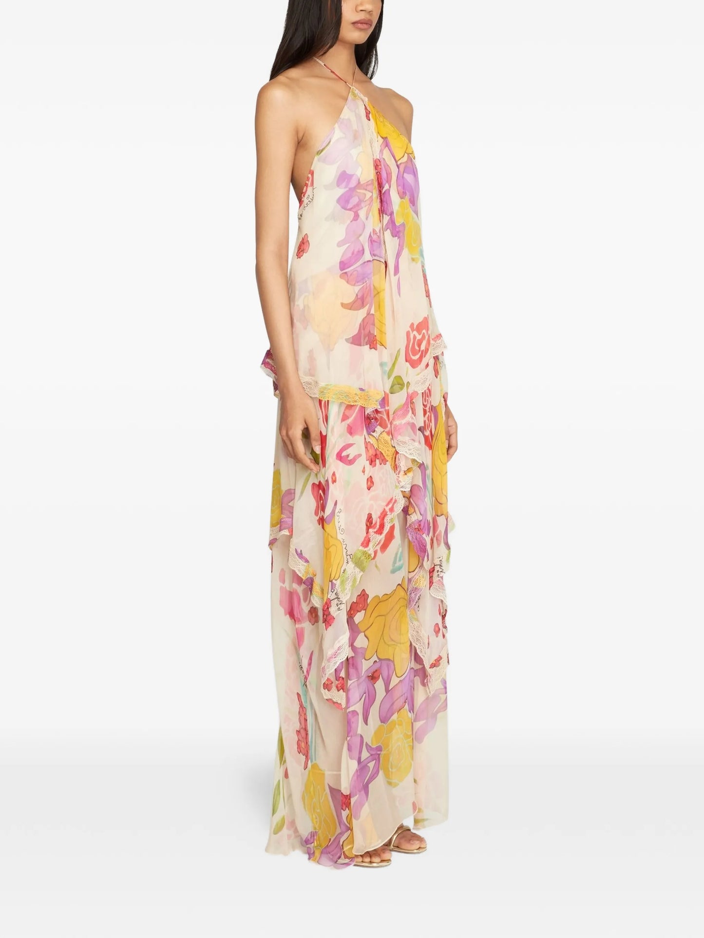 Flores halter-neck maxi dress