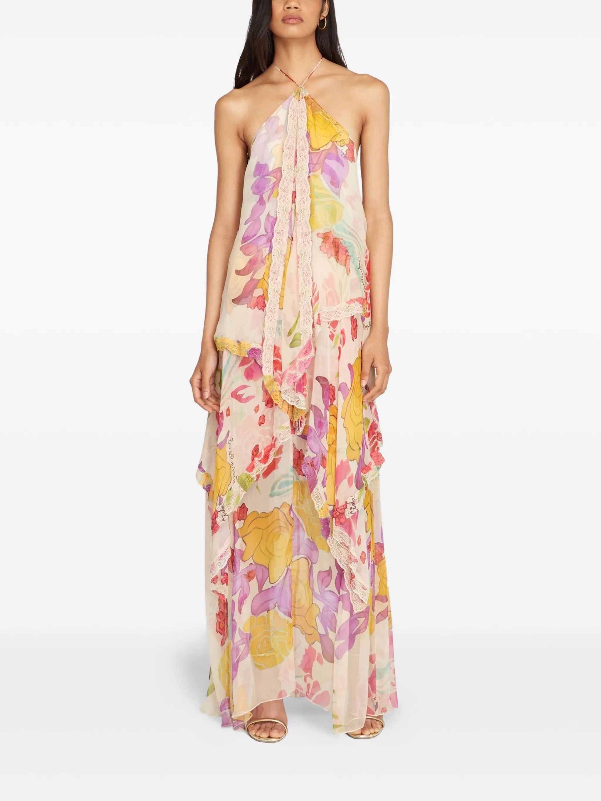 Flores halter-neck maxi dress
