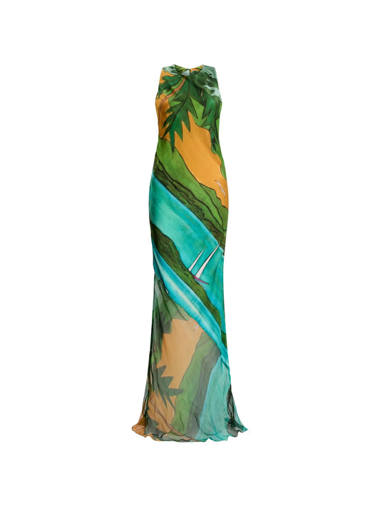 Magdalena halter-neck maxi dress