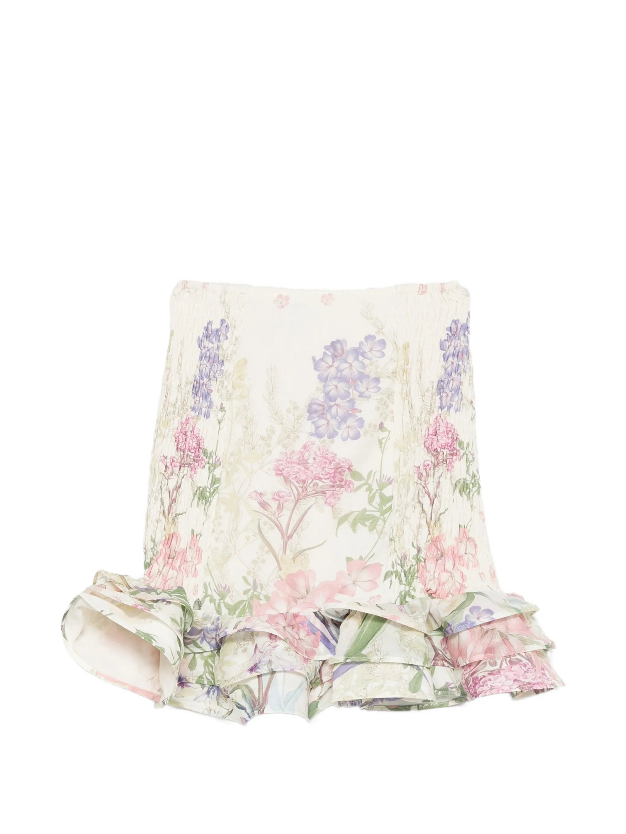 Turma ruffled-hem floral mini skirt