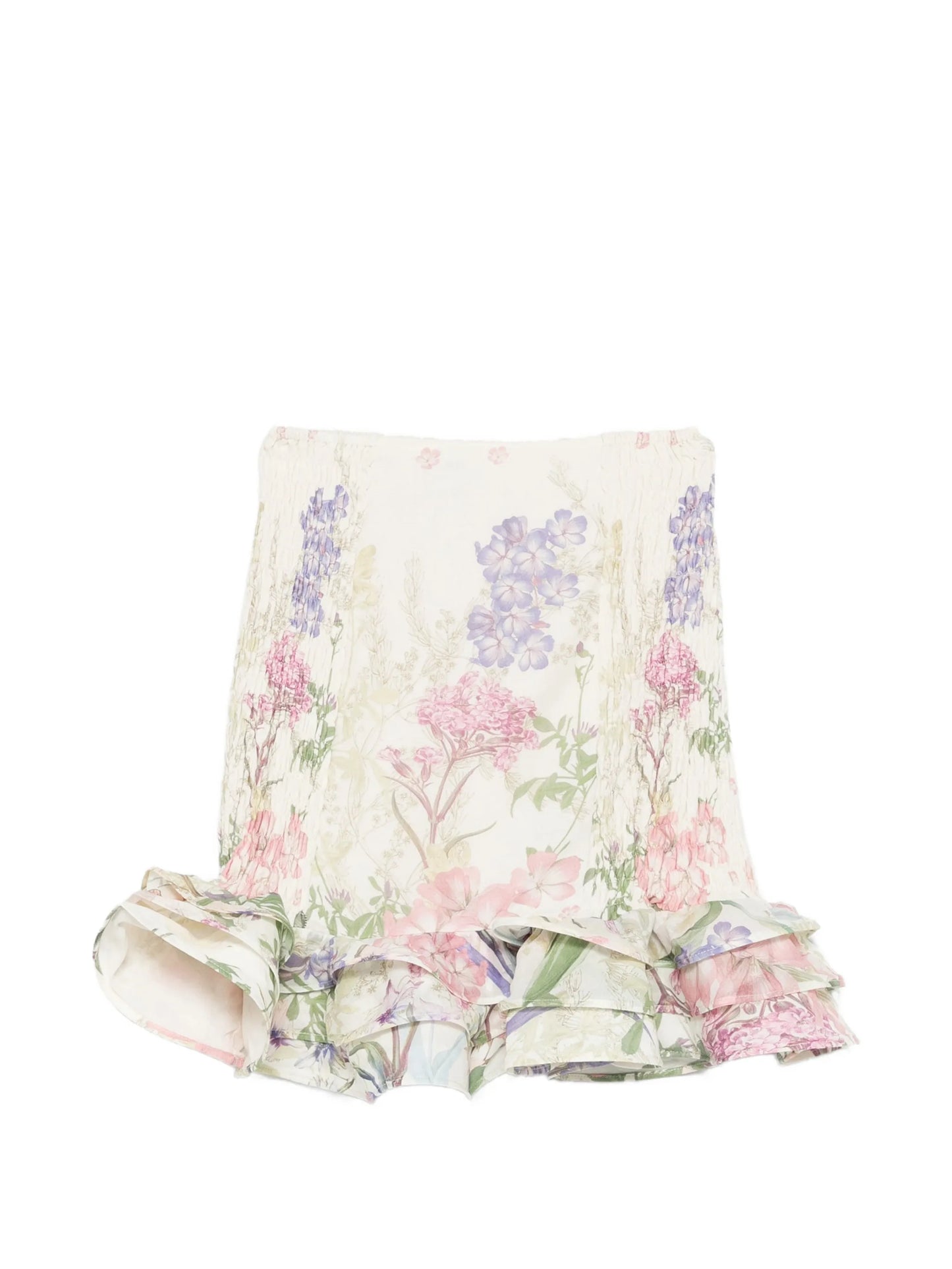 Turma ruffled-hem floral mini skirt