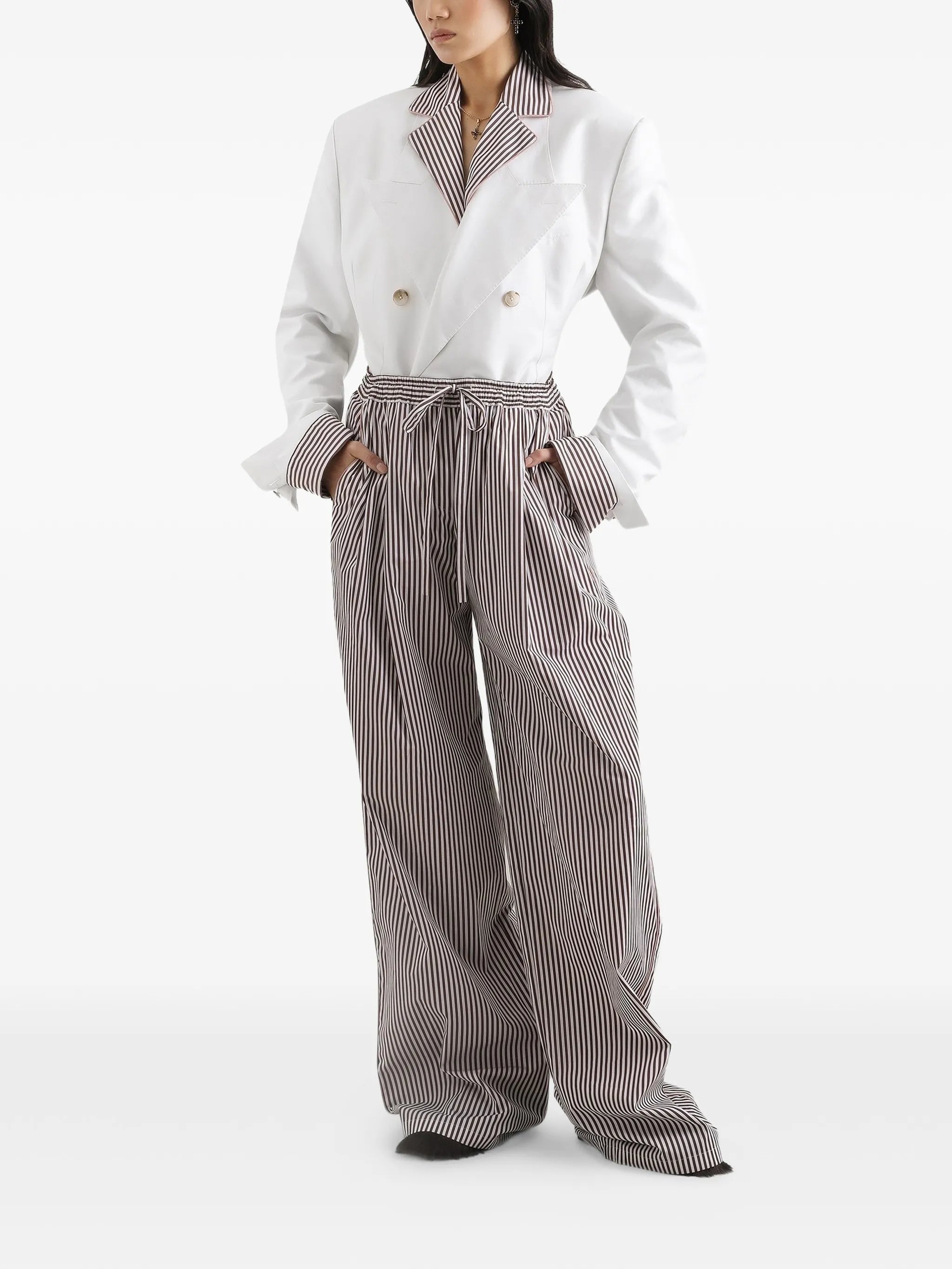 striped poplin trousers