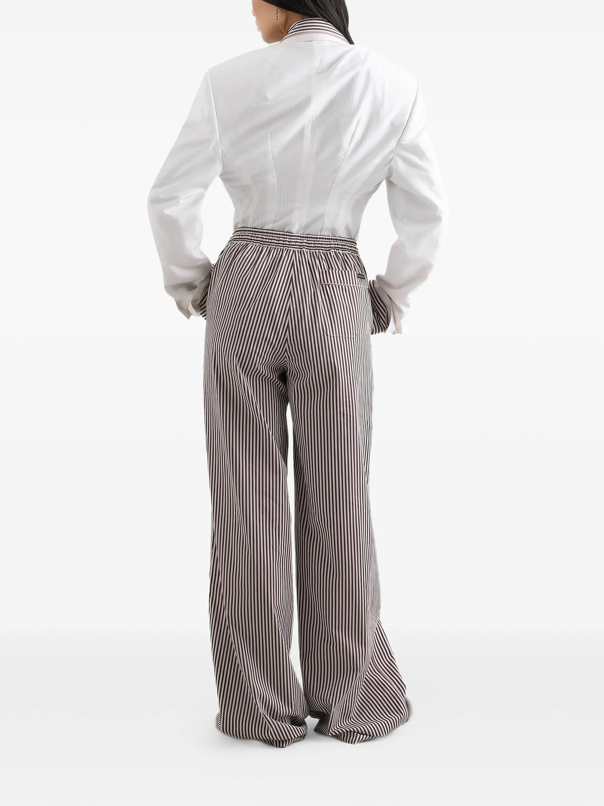 striped poplin trousers