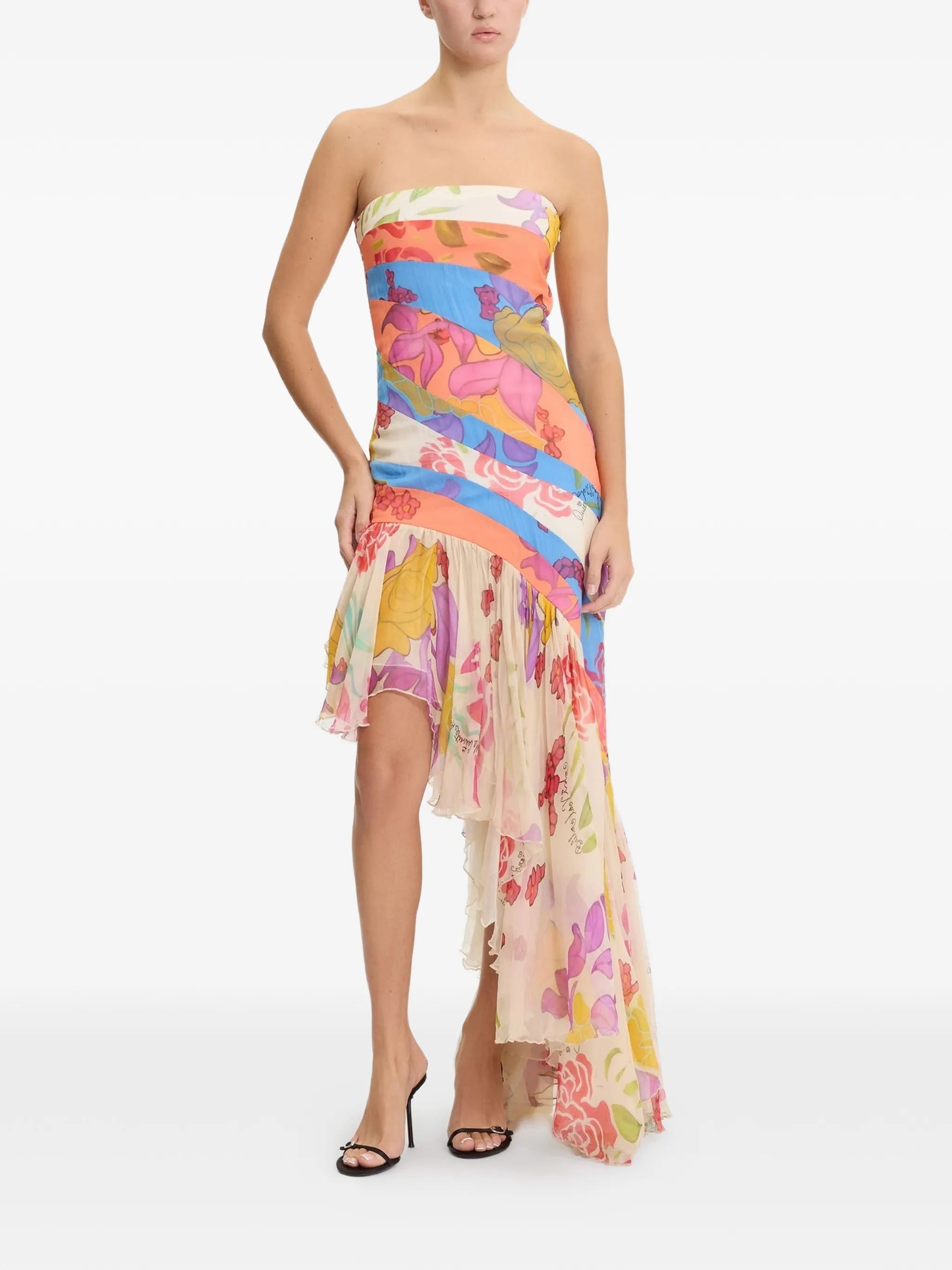 Flores strapless asymmetric dress