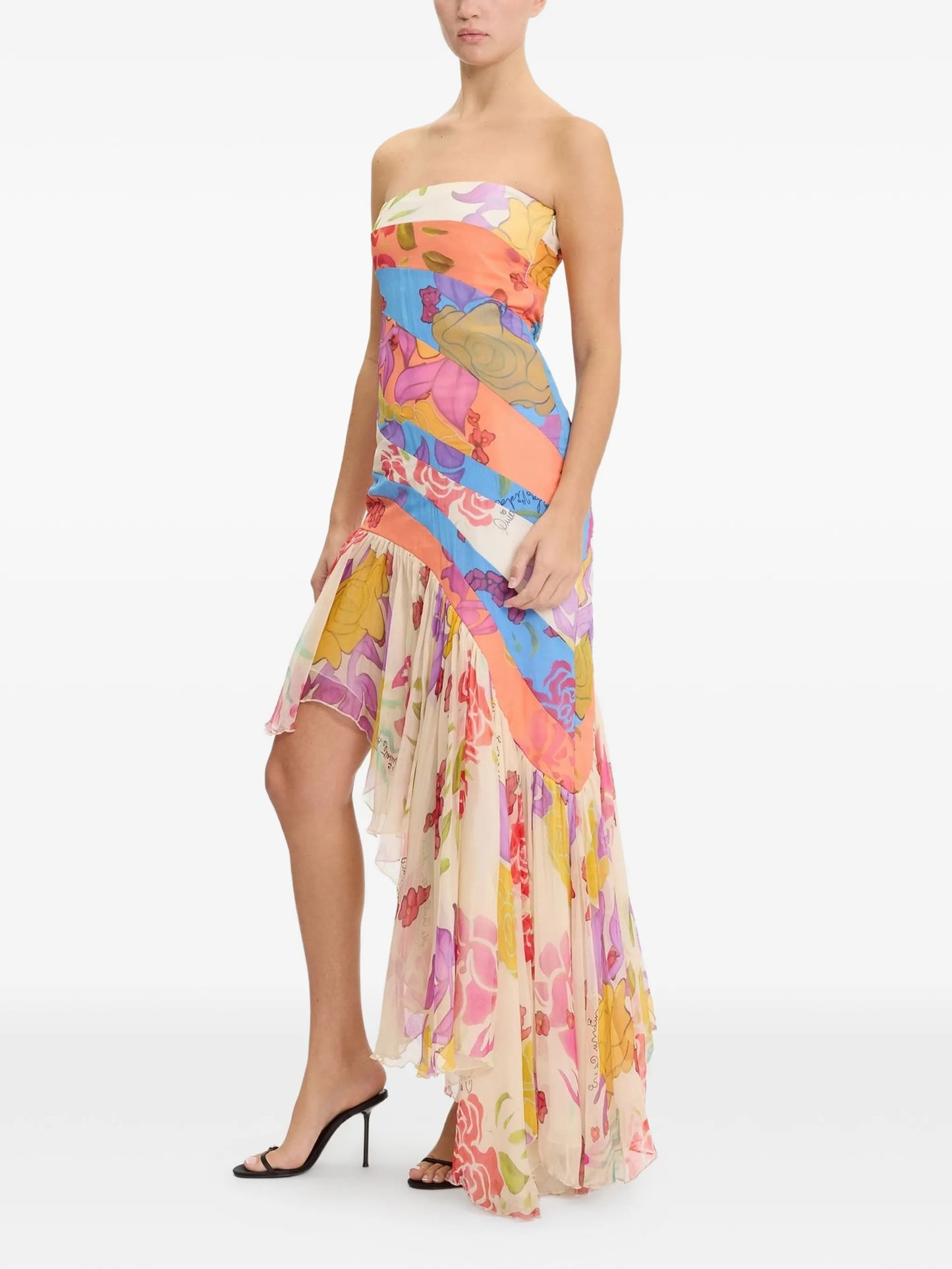 Flores strapless asymmetric dress