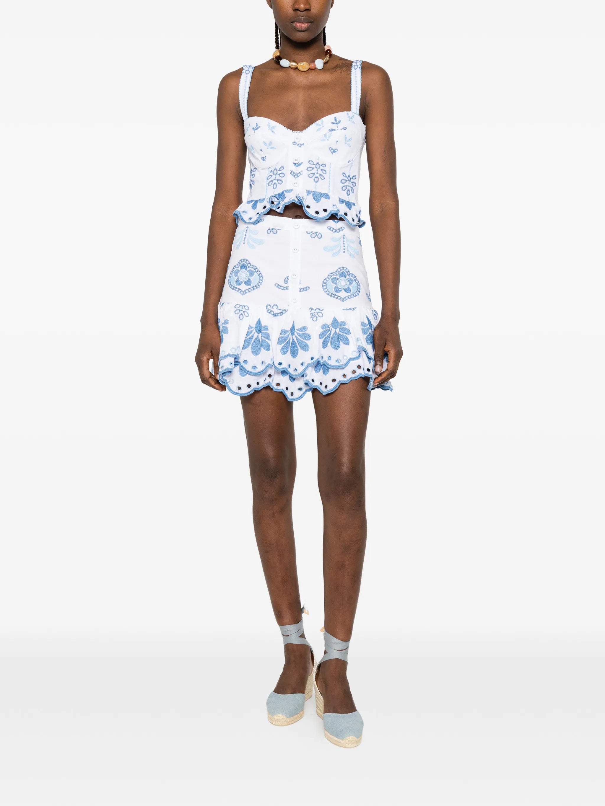 Zia floral-embroidered top