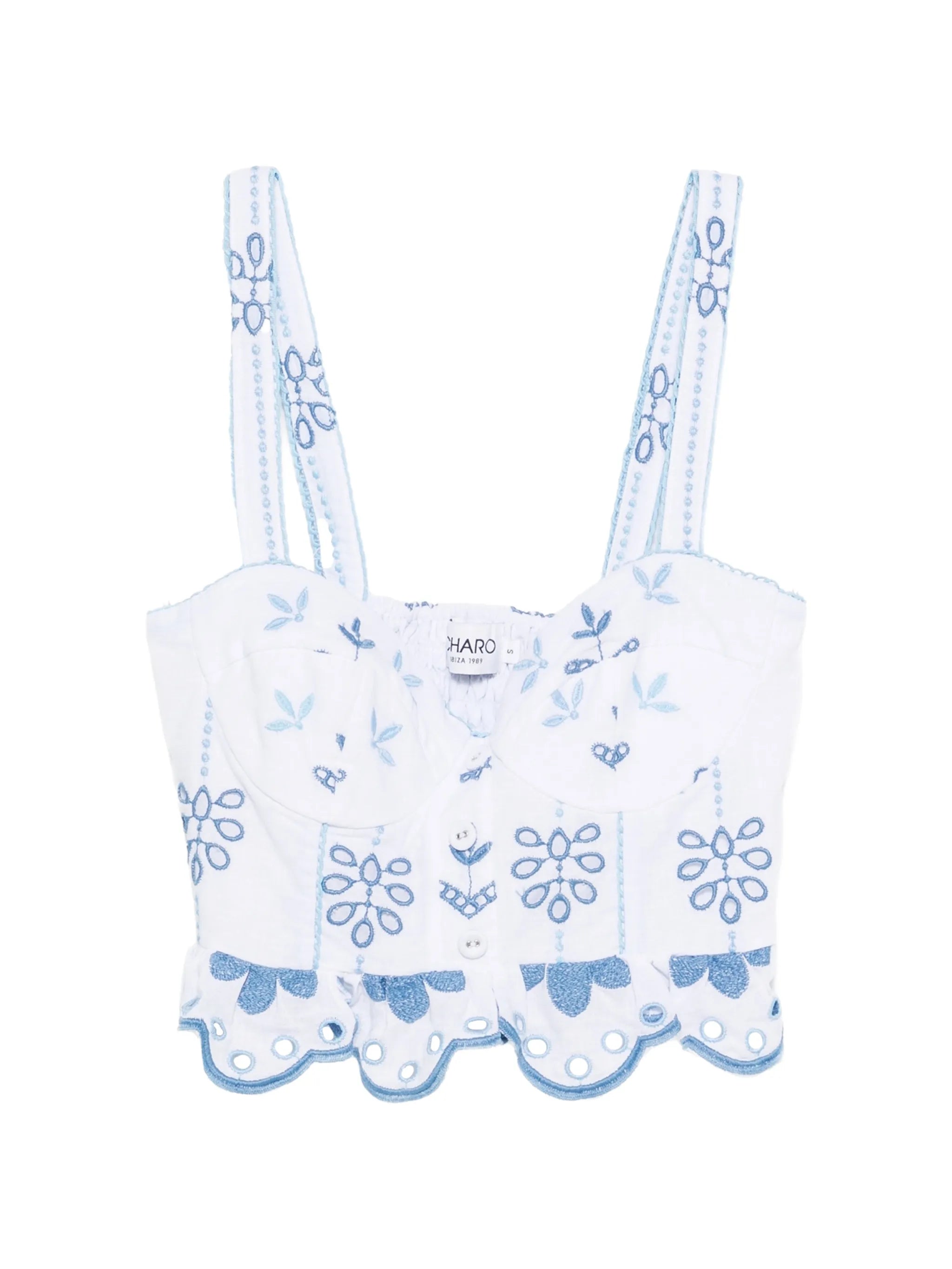Zia floral-embroidered top
