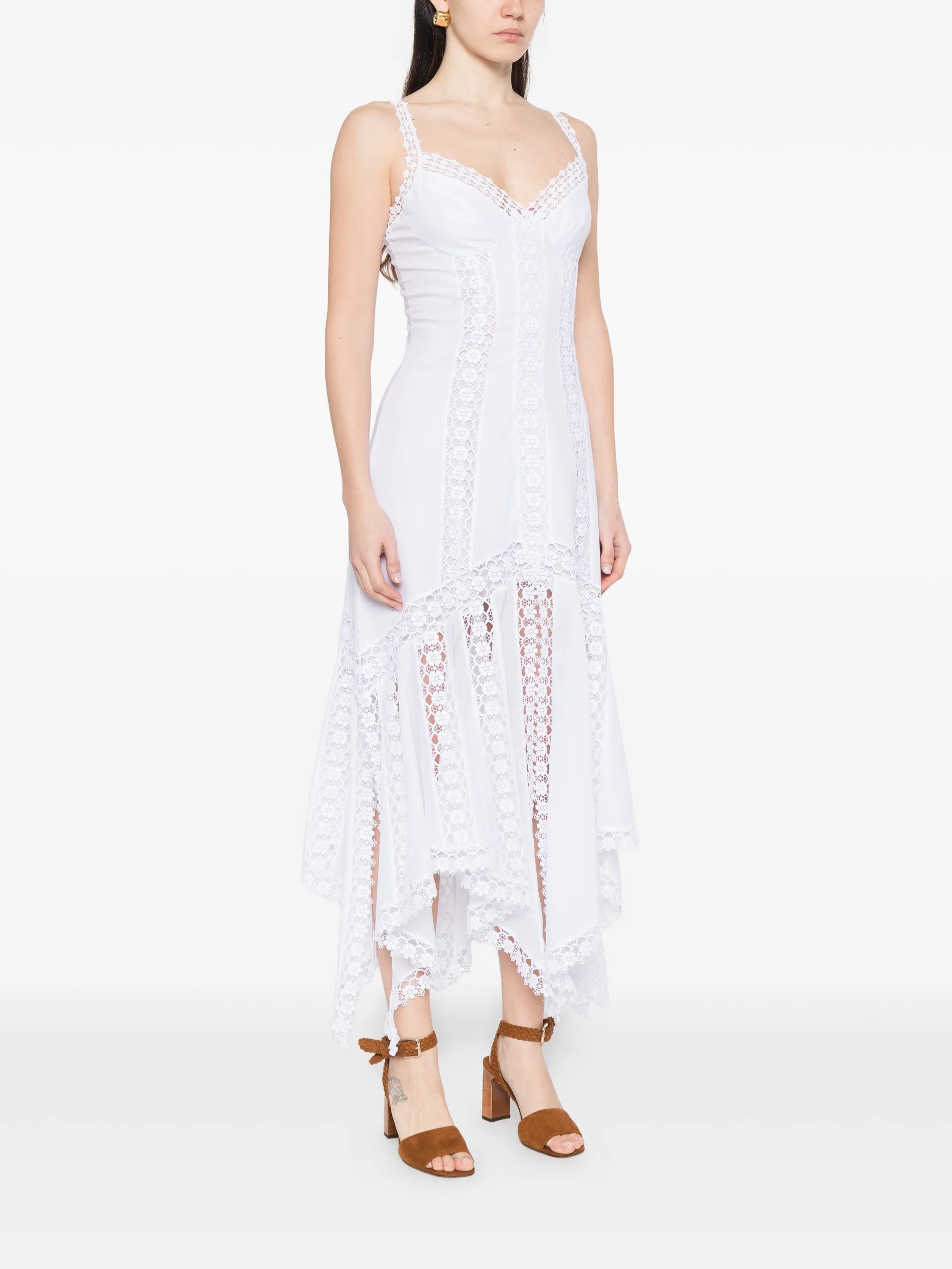 Blossel asymmetric-hem midi dress