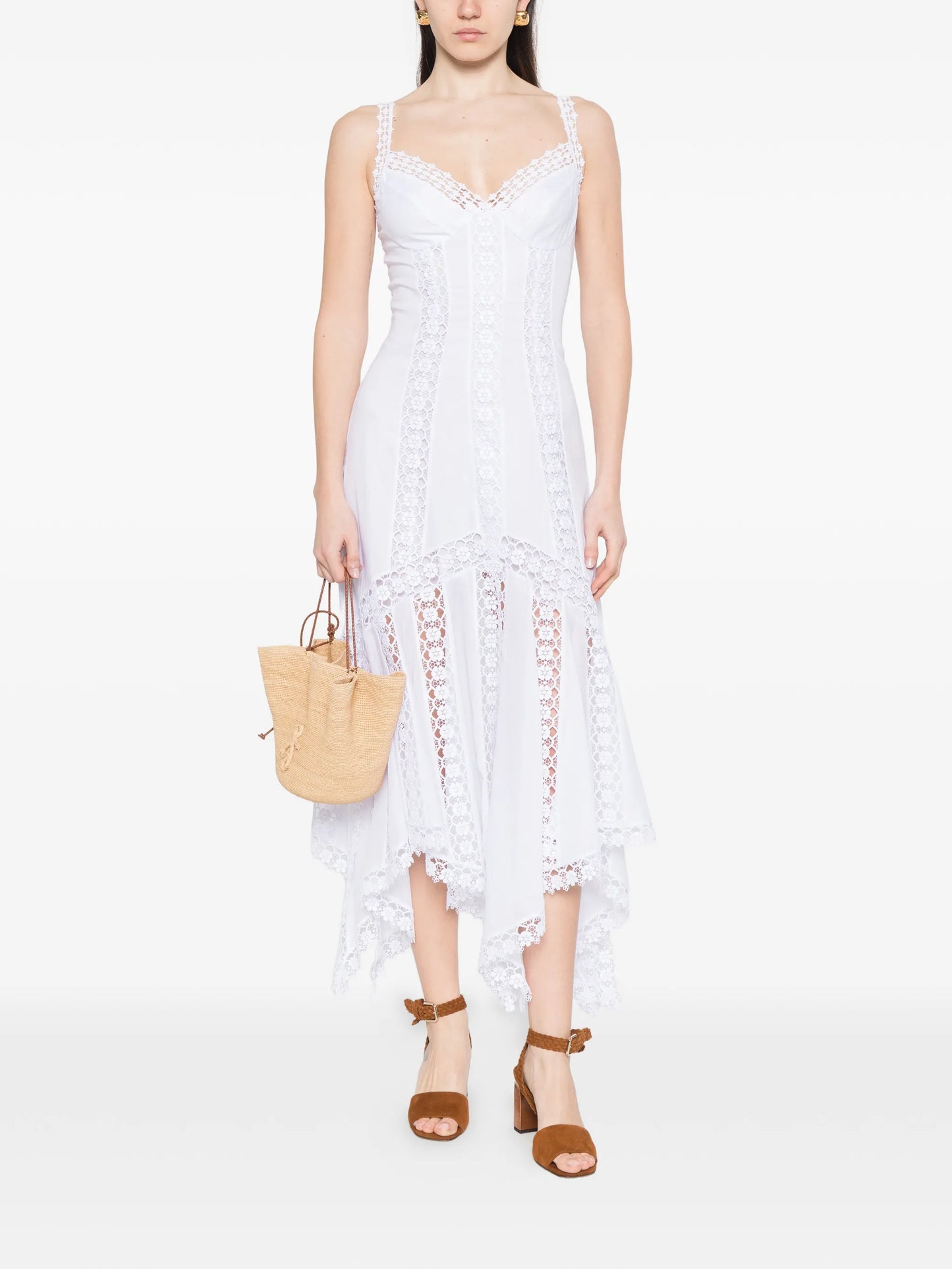 Blossel asymmetric-hem midi dress
