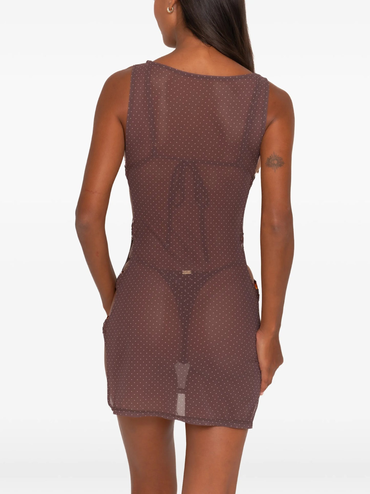 Moana polka-dot cut-out mini dress