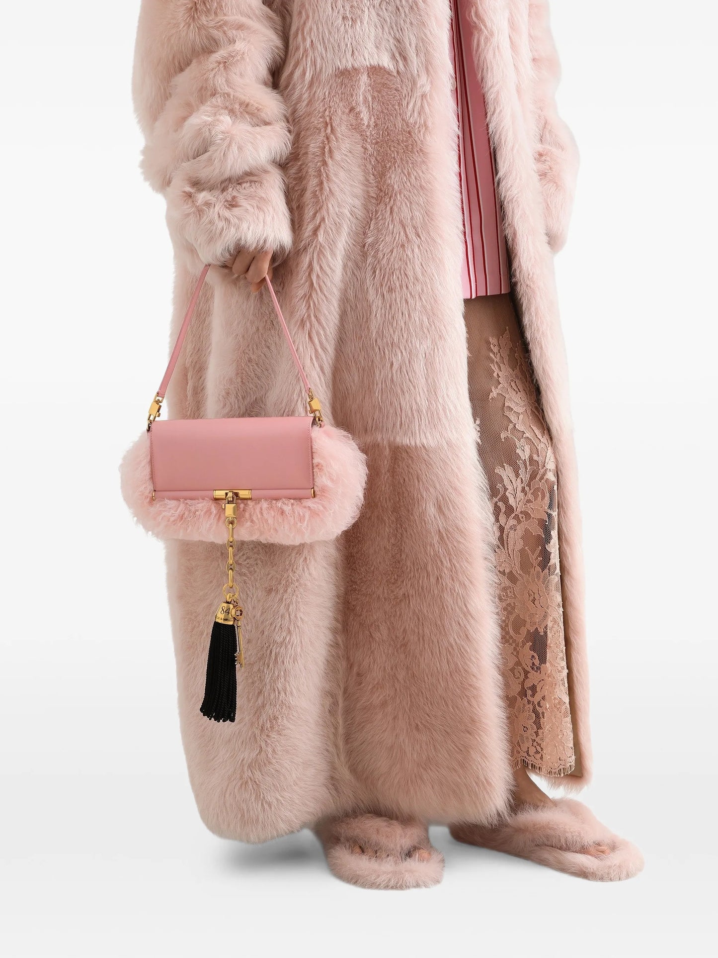 Marlene shearling and palmellato calfskin shoulder bag