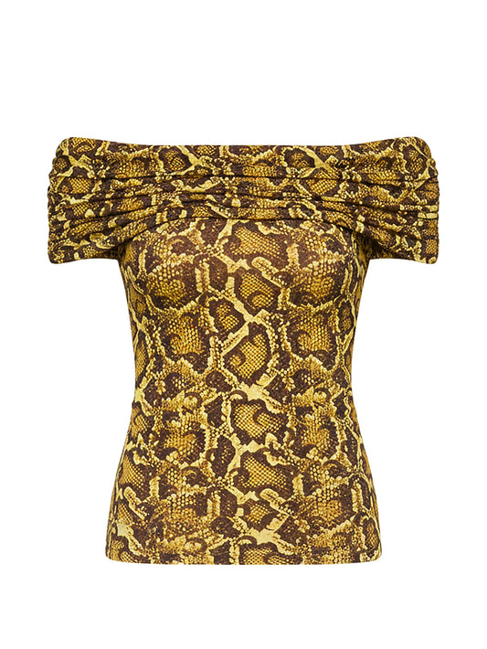 draped python-printed top