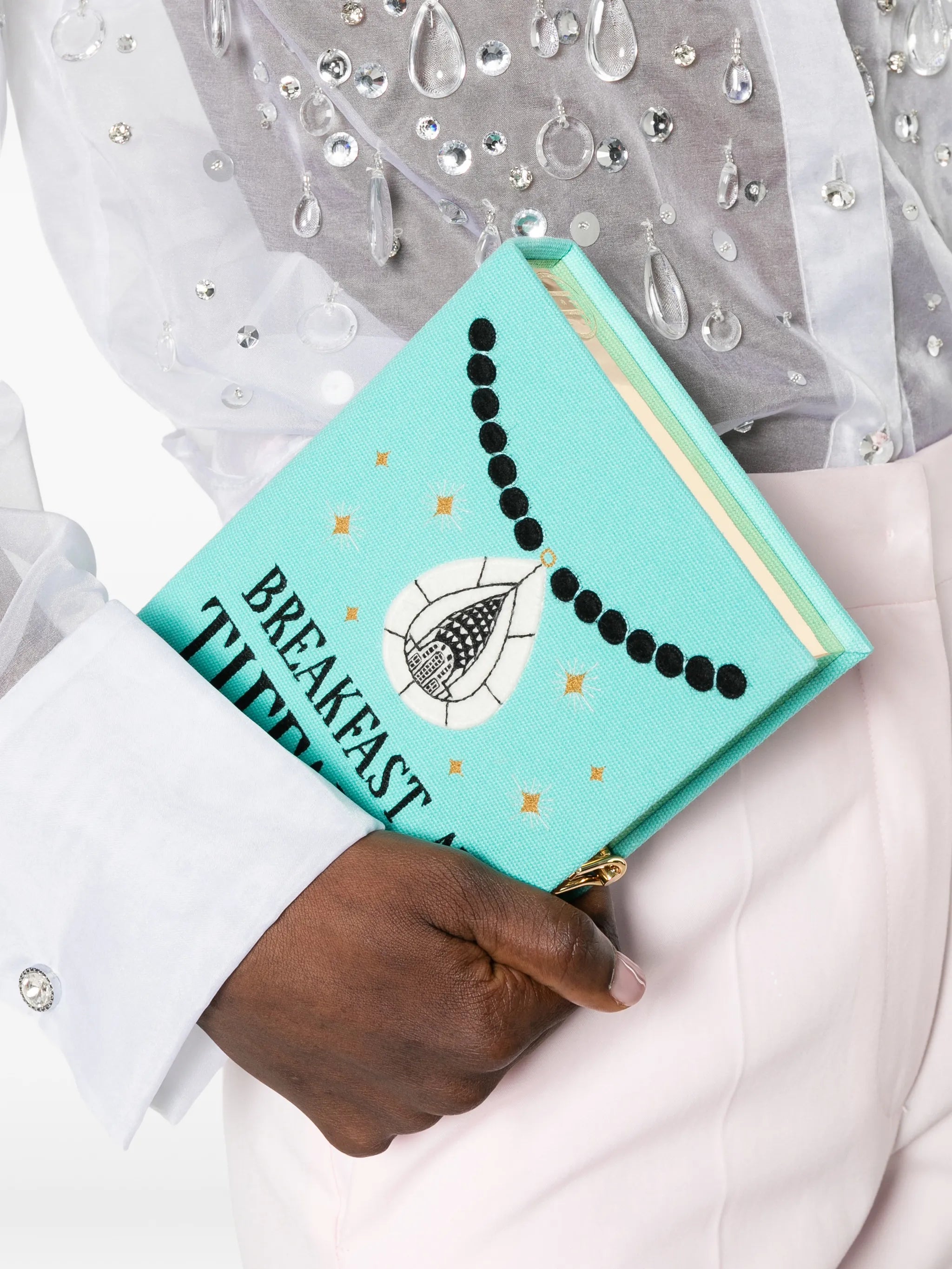 Breakfast at Tiffany's embroidered clutch bag