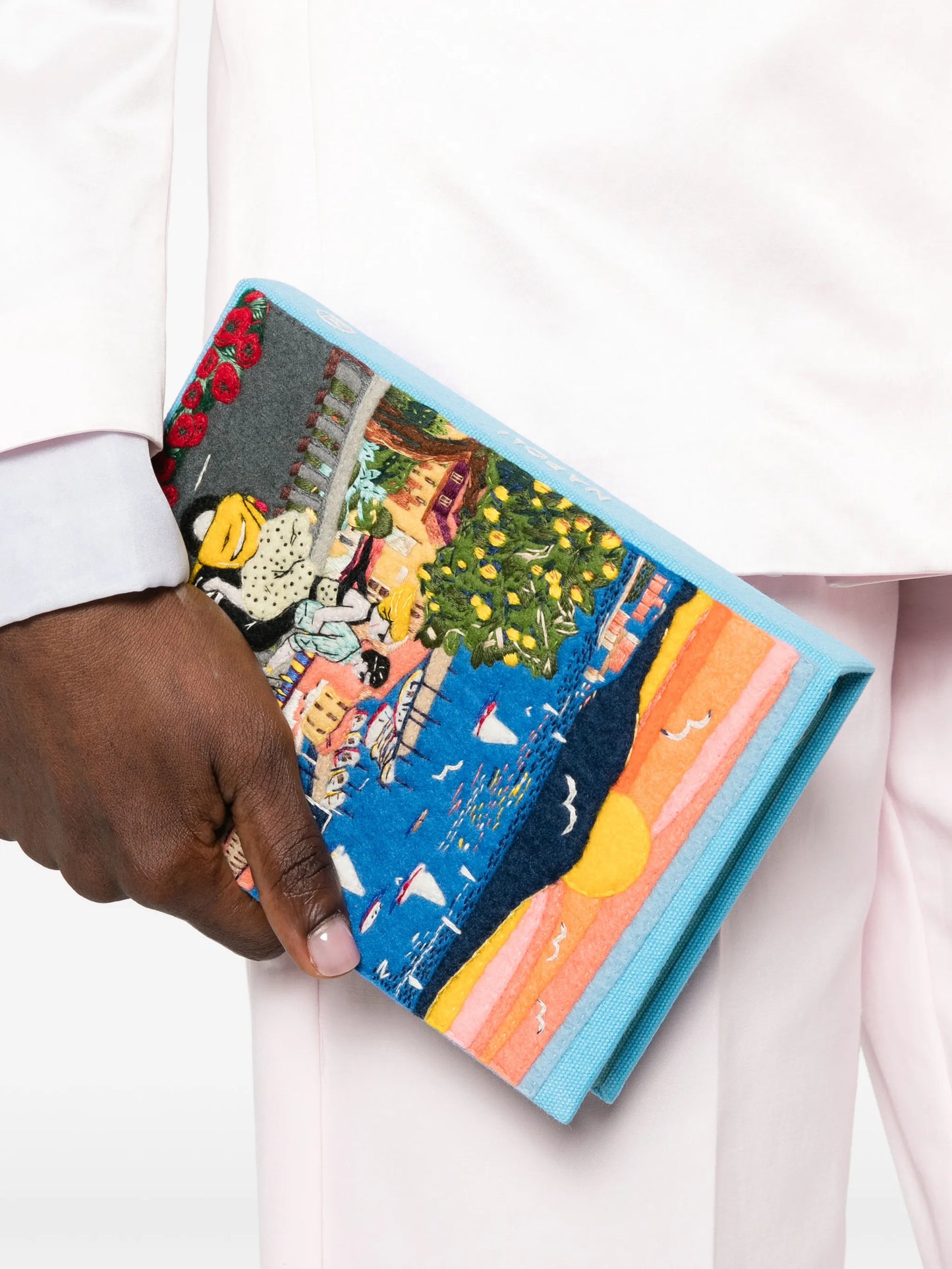 Napoli embroidered clutch bag