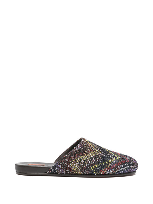sequined flat mules