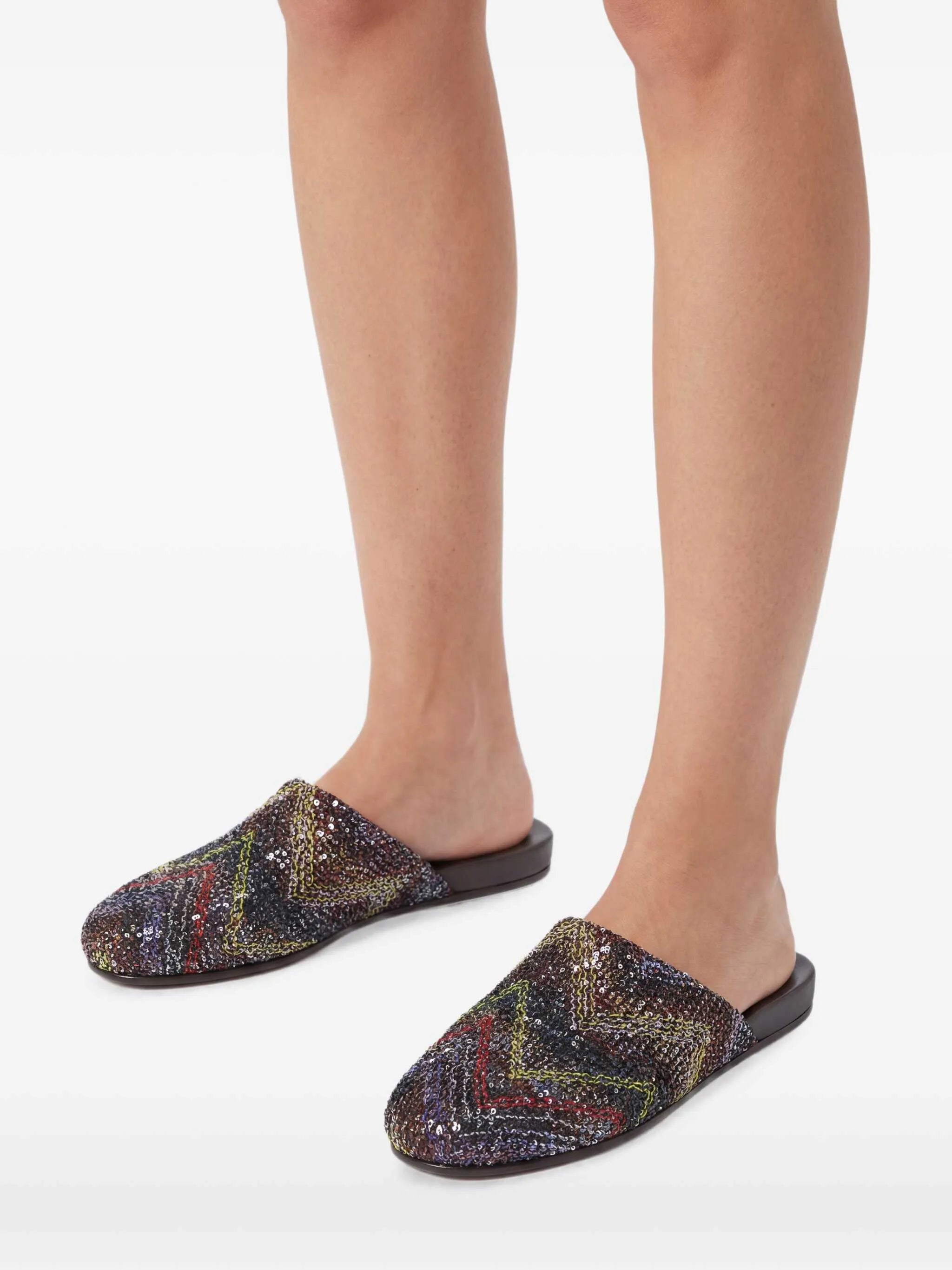 sequined flat mules