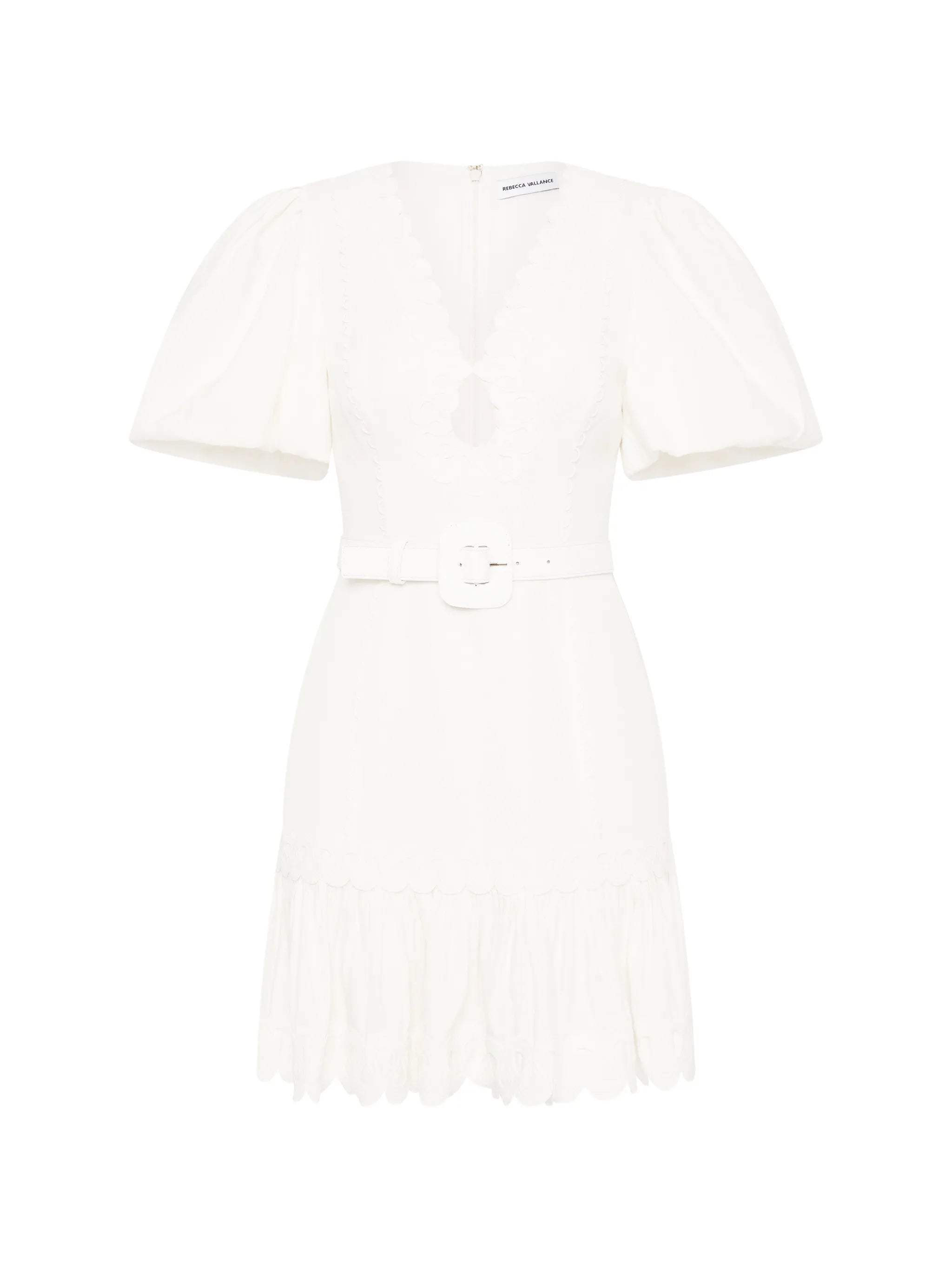 Kahlia puff-sleeve belted mini dress