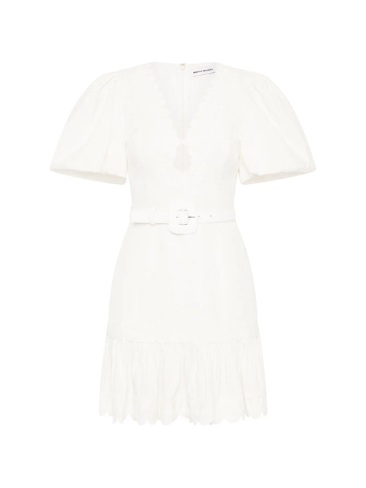Kahlia puff-sleeve belted mini dress