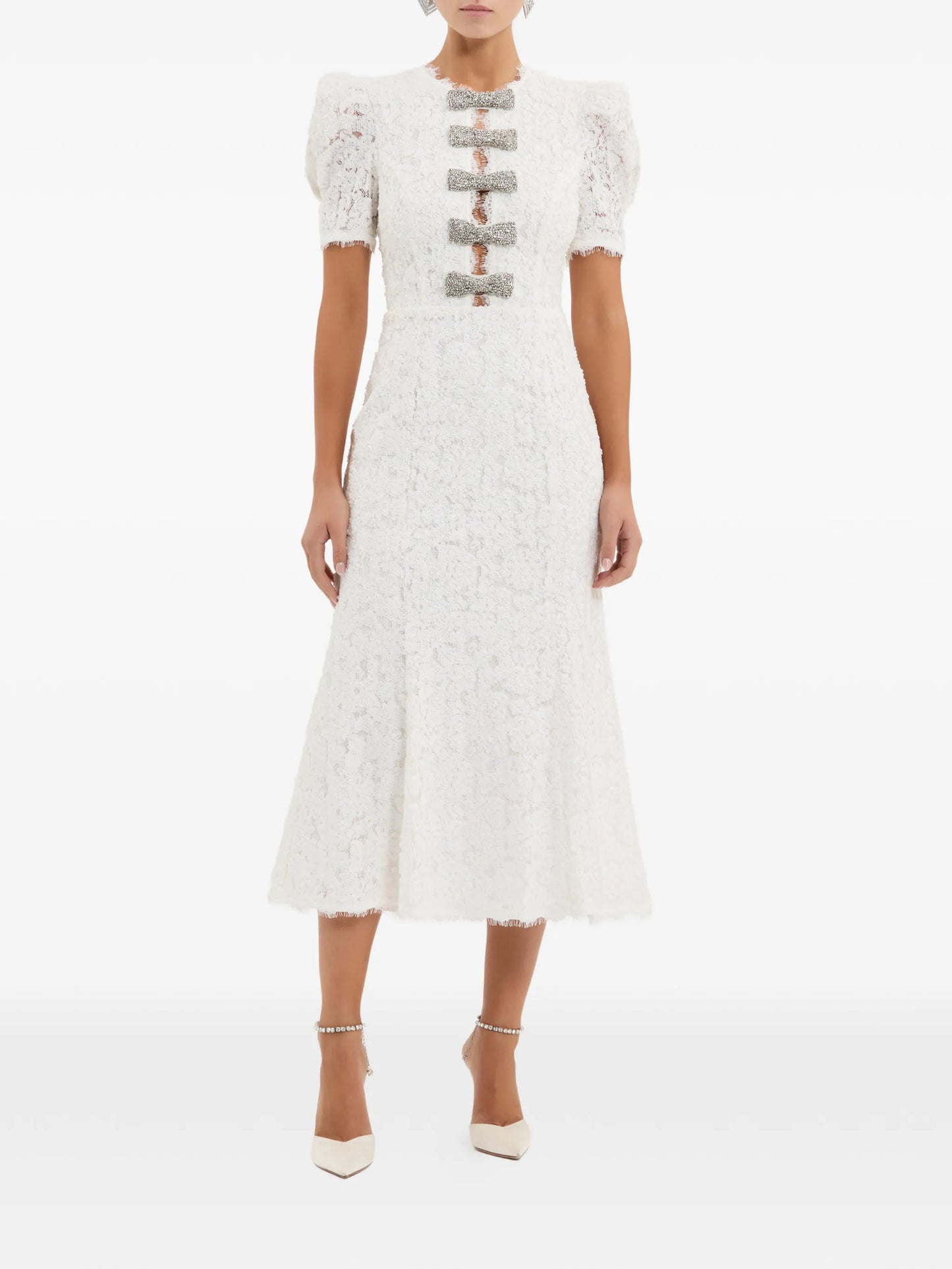 Dillon bow-detail midi dress