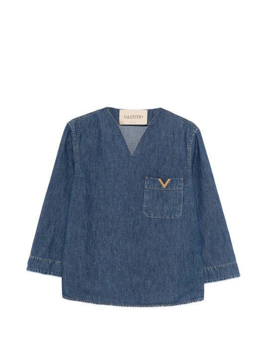 V-neck pocket top