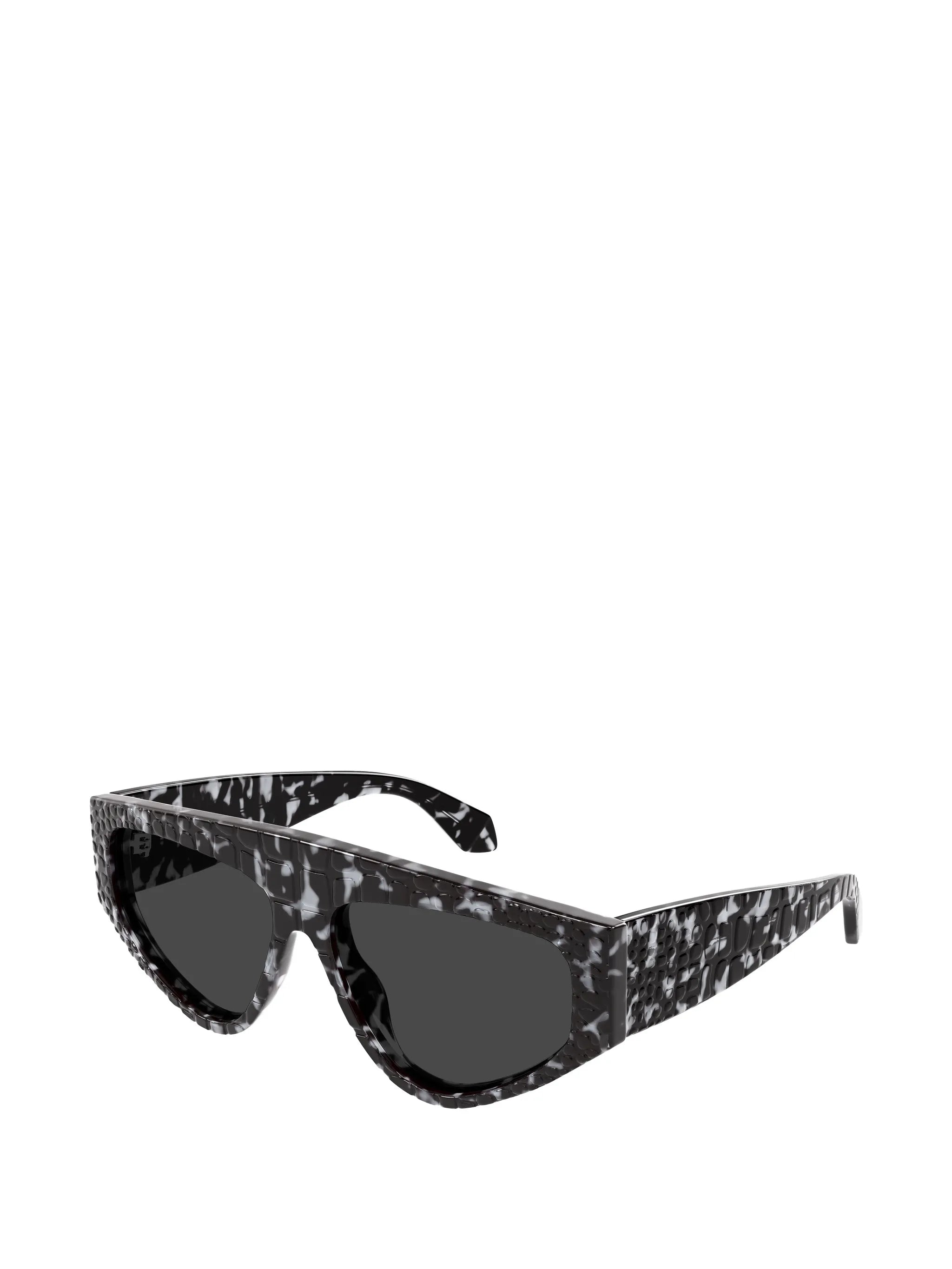 crocodile-effect tortoiseshell-pattern sunglasses
