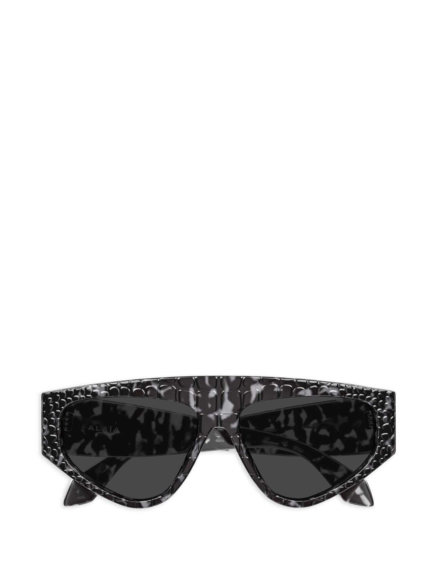 crocodile-effect tortoiseshell-pattern sunglasses