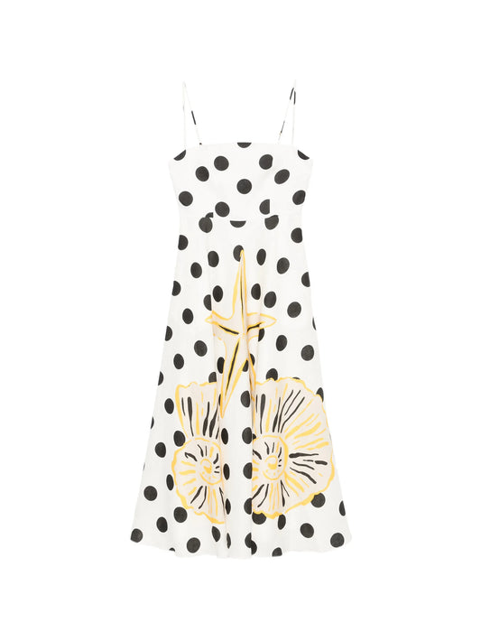 Delta polka-dot midi dress