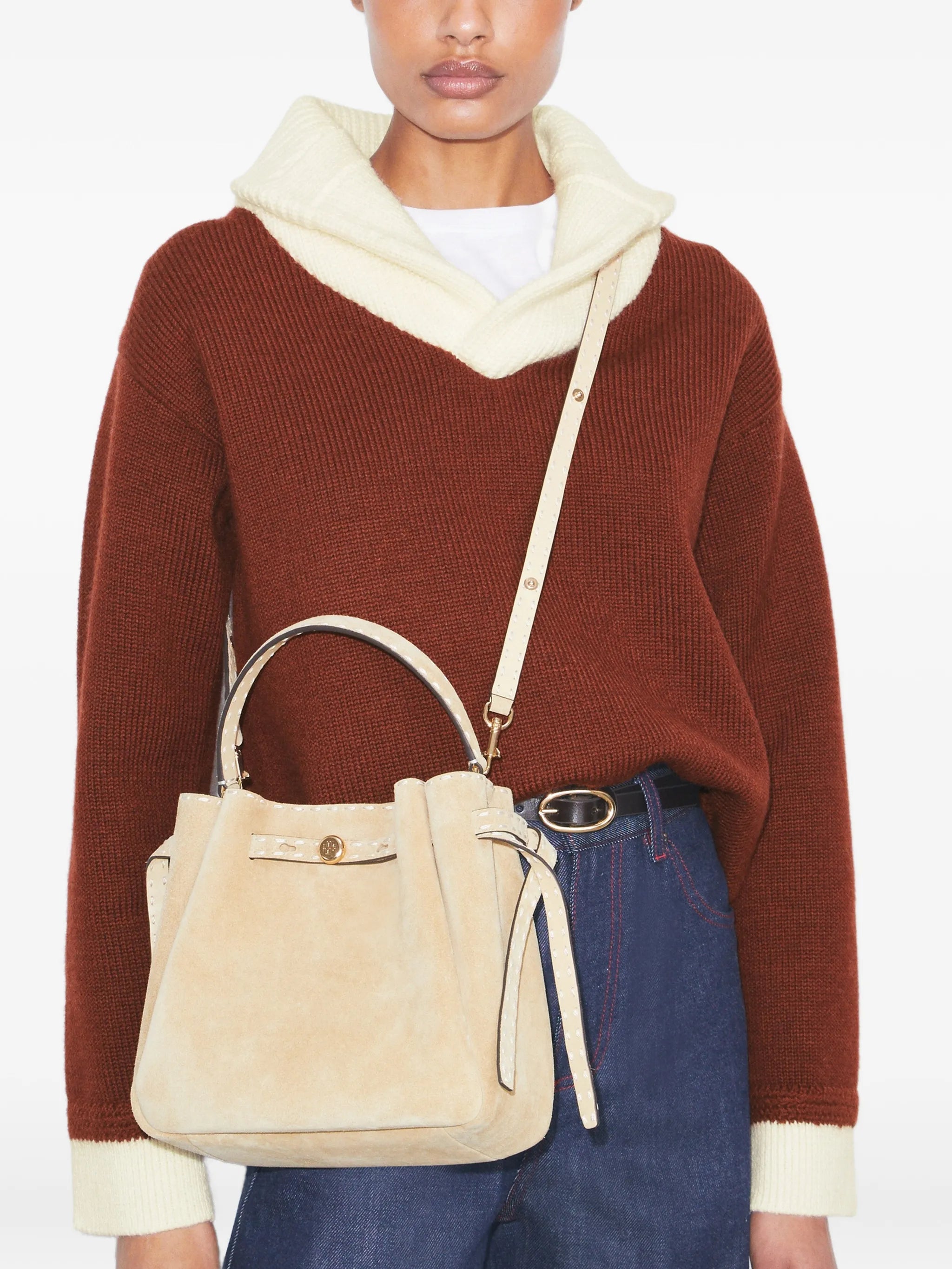 Romy pick stitch bucket bag