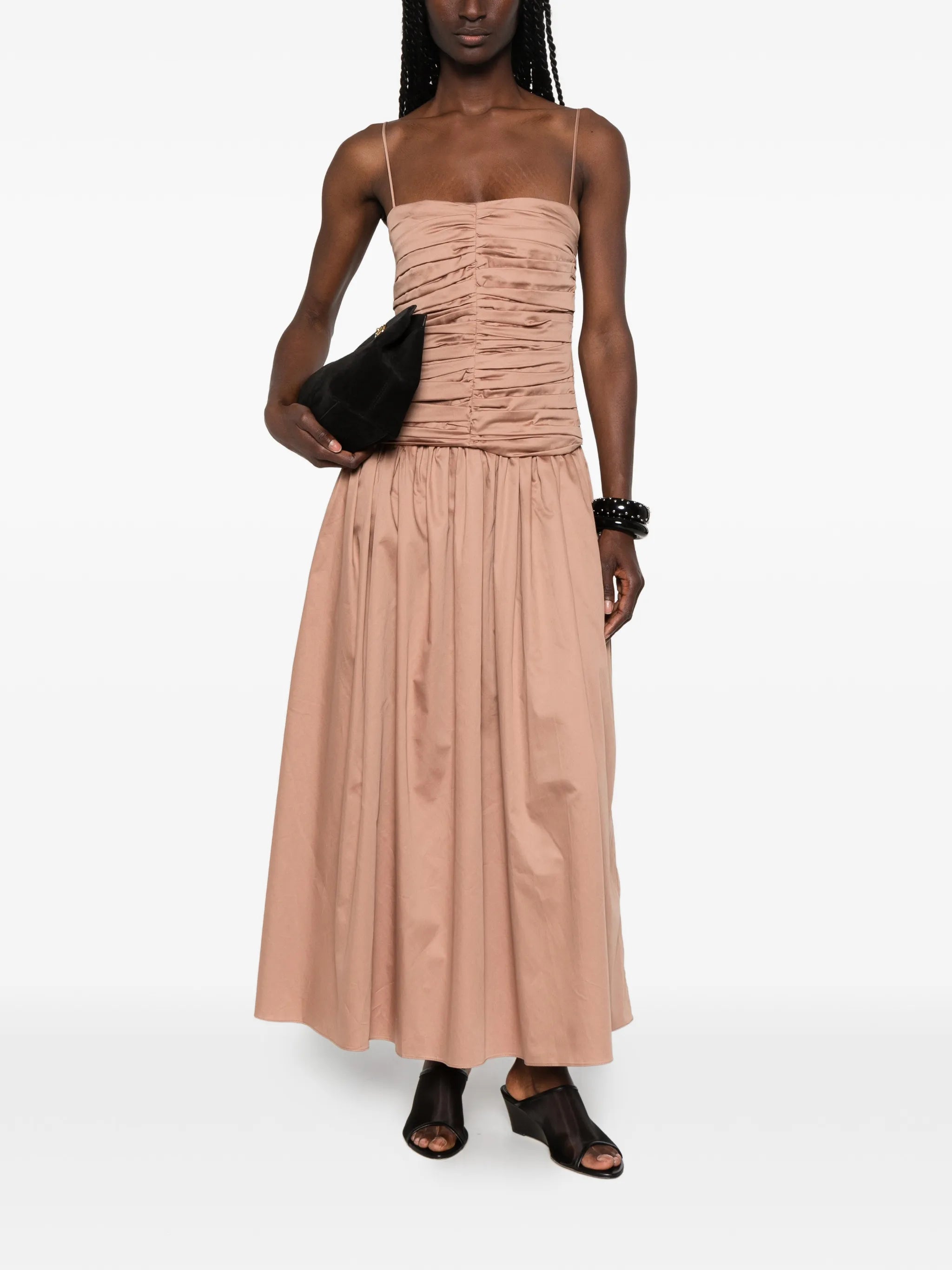 Amina ruched-bodice midi dress