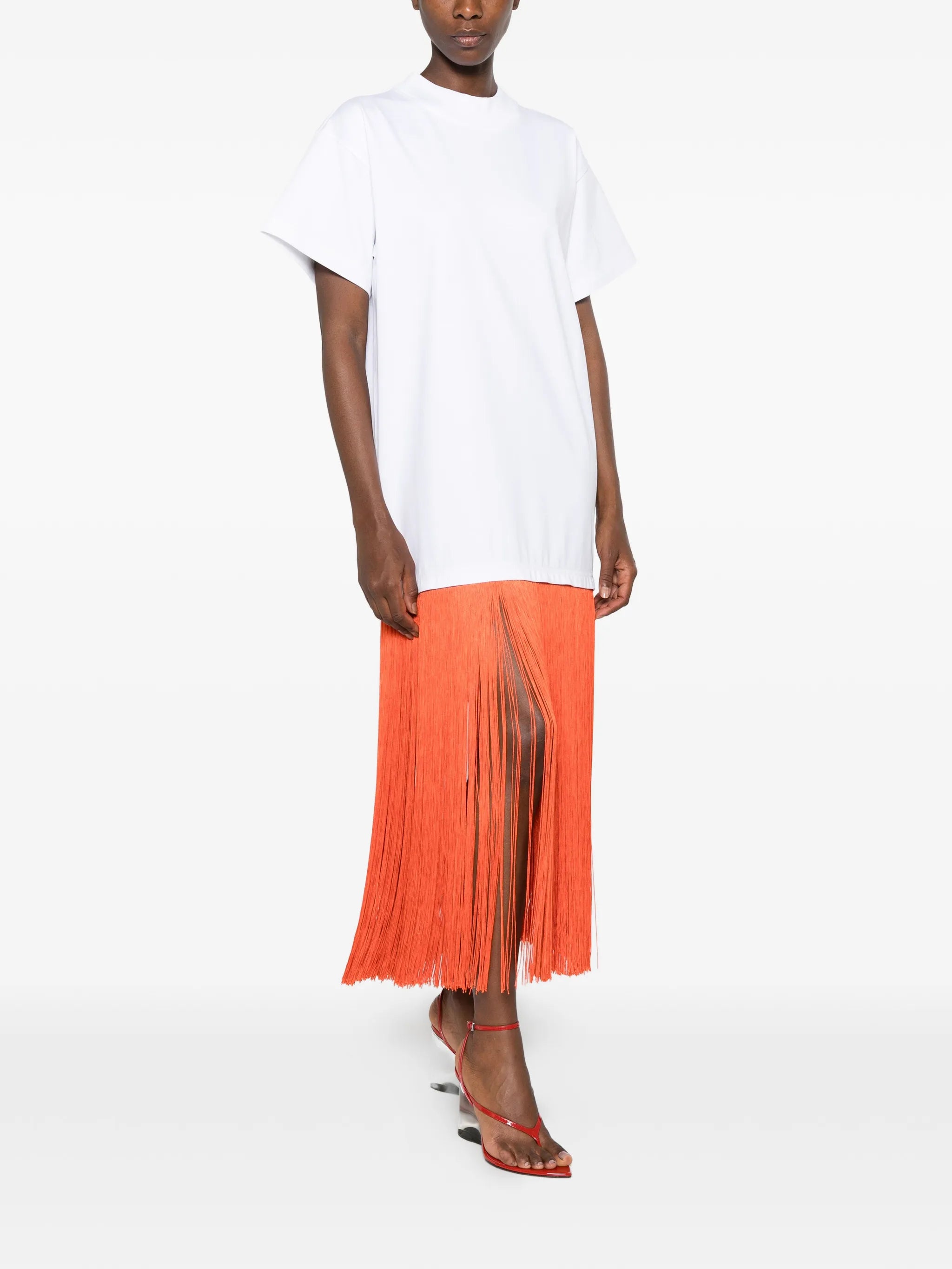 fringed midi dress