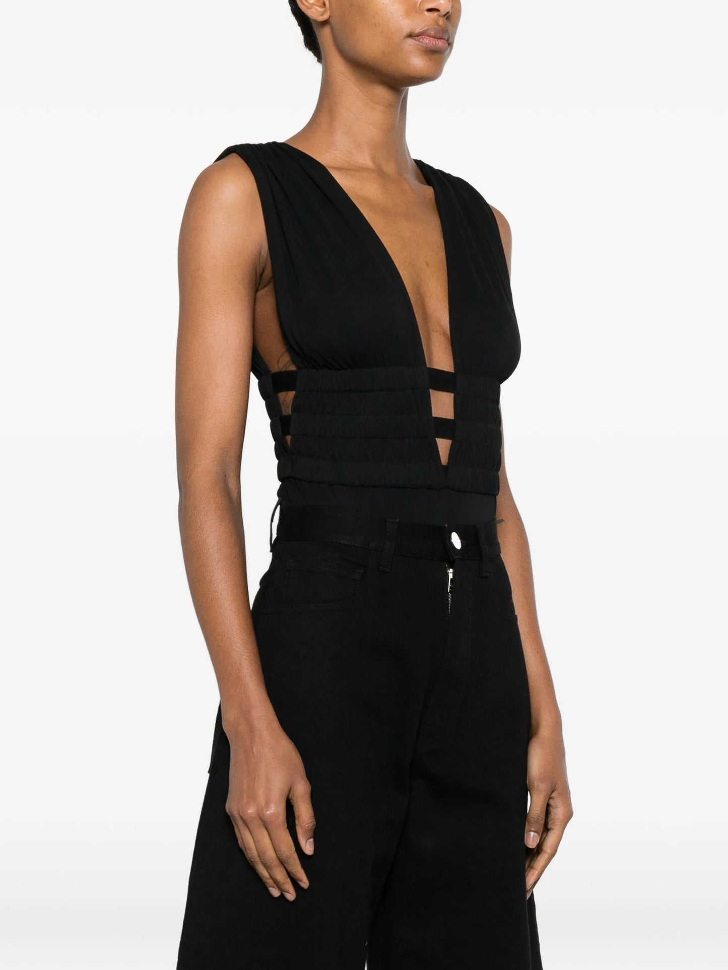 Deese cut-out ruched bodysuit