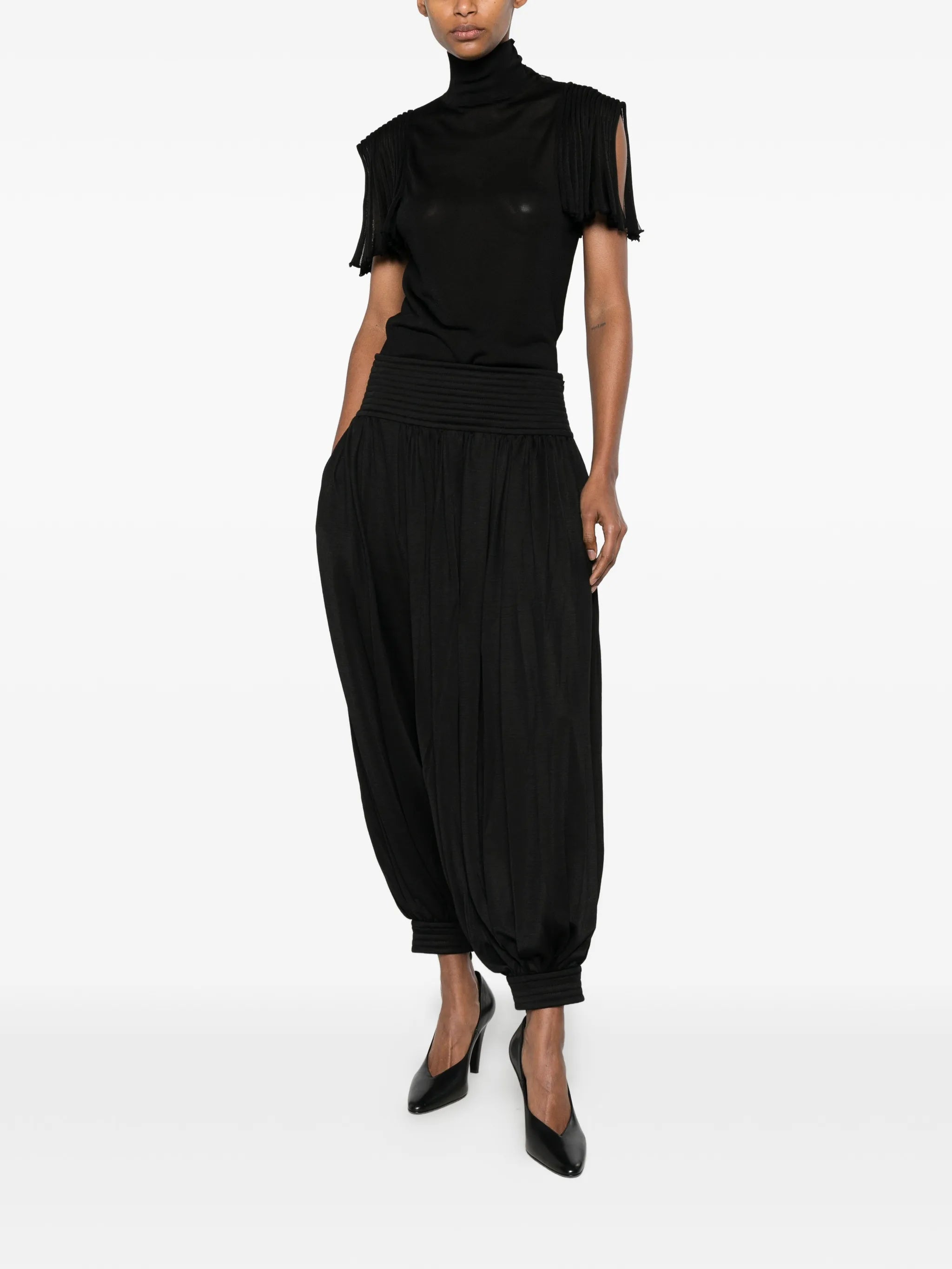draped tapered trousers